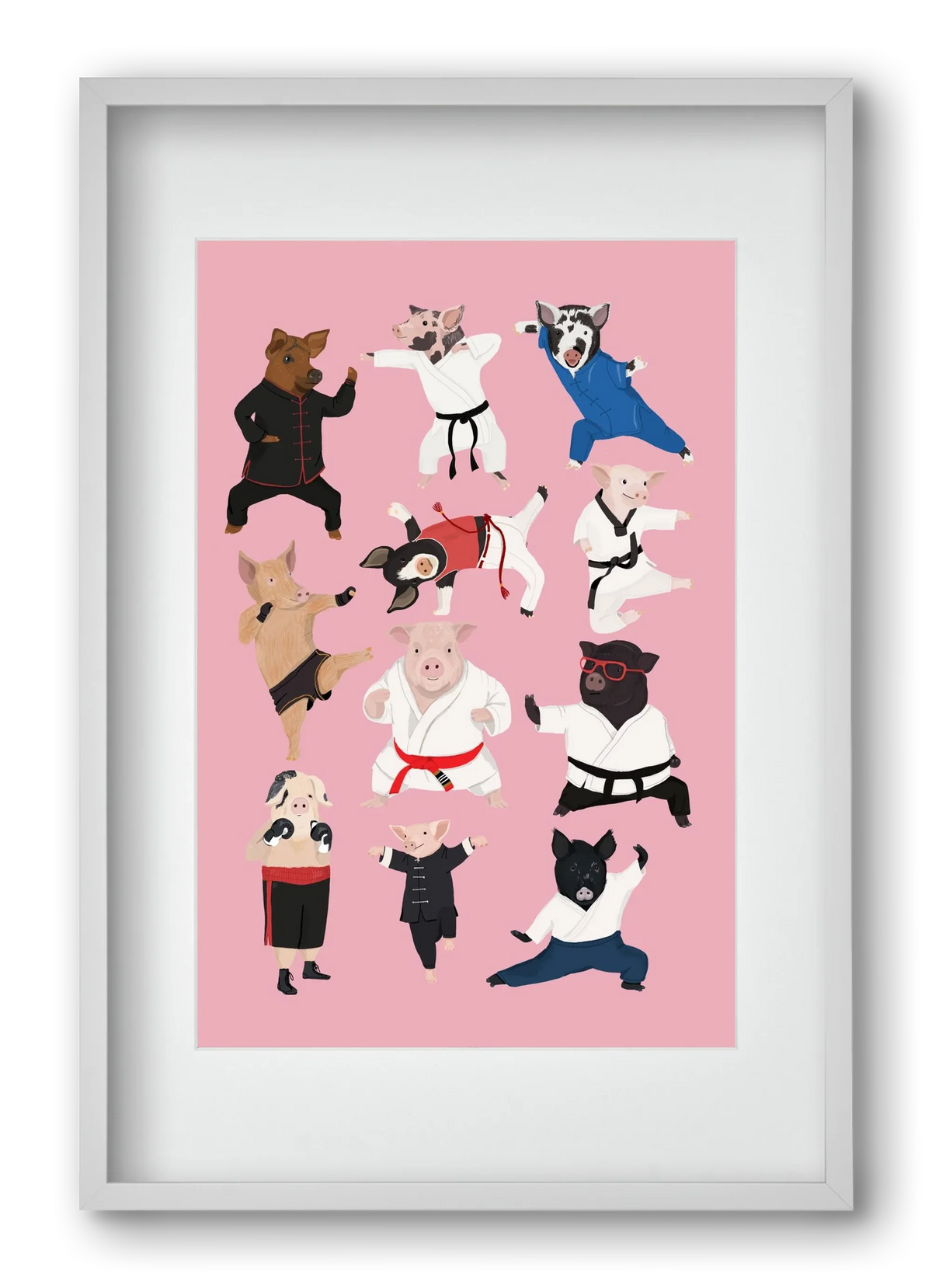 Pigs doing Martial Art - artbridge