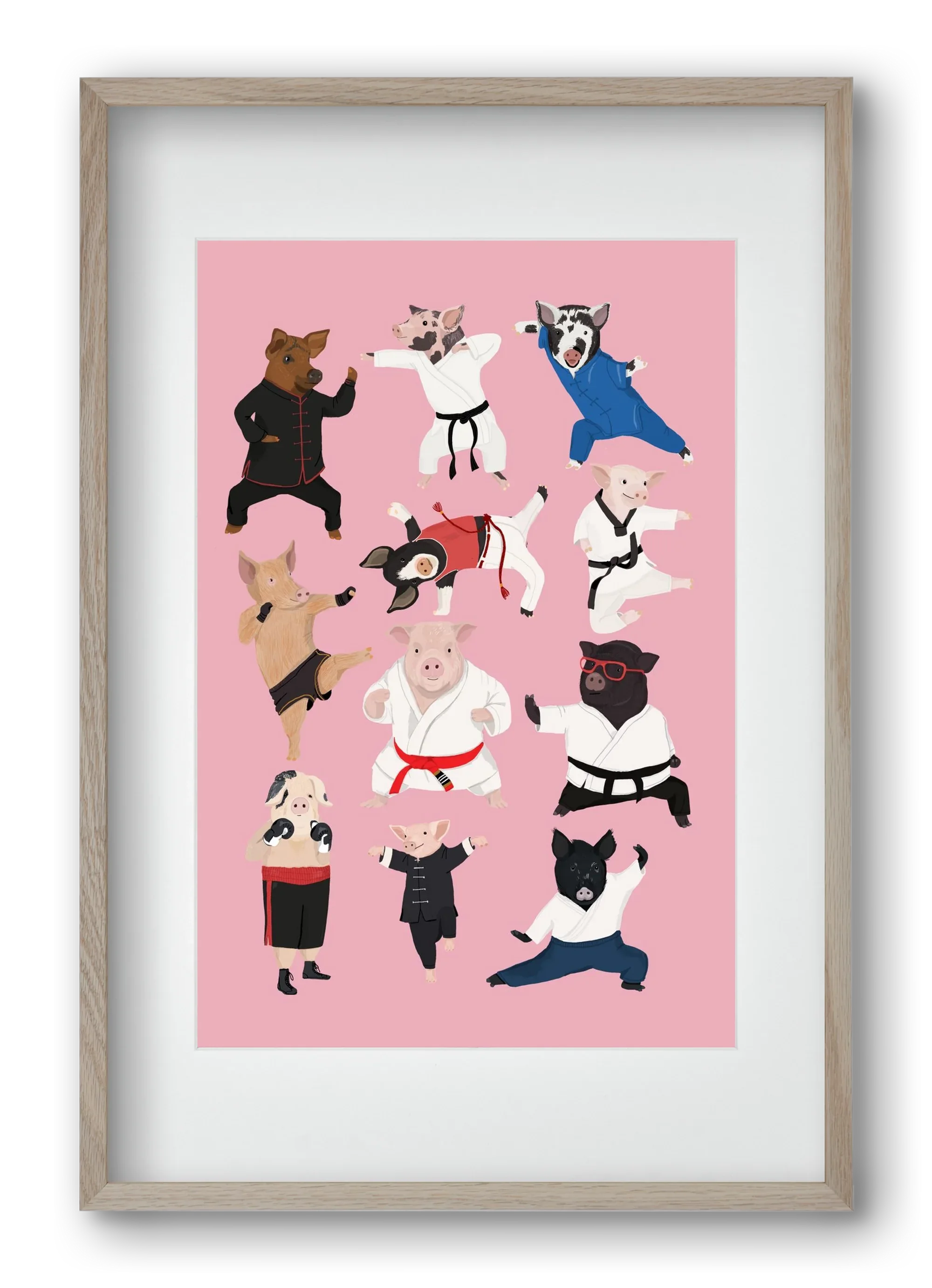 Pigs doing Martial Art - artbridge