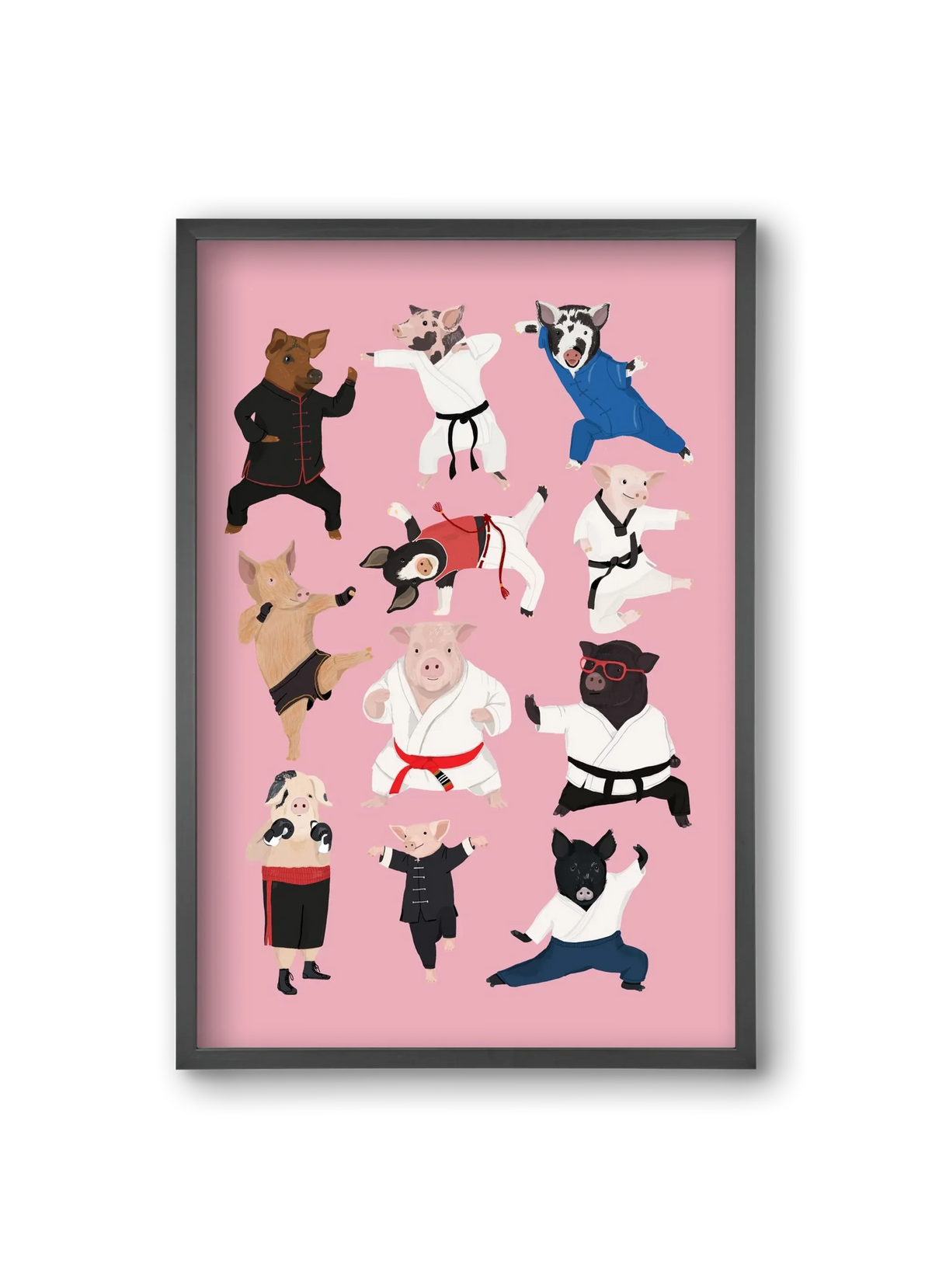 Pigs doing Martial Art - artbridge