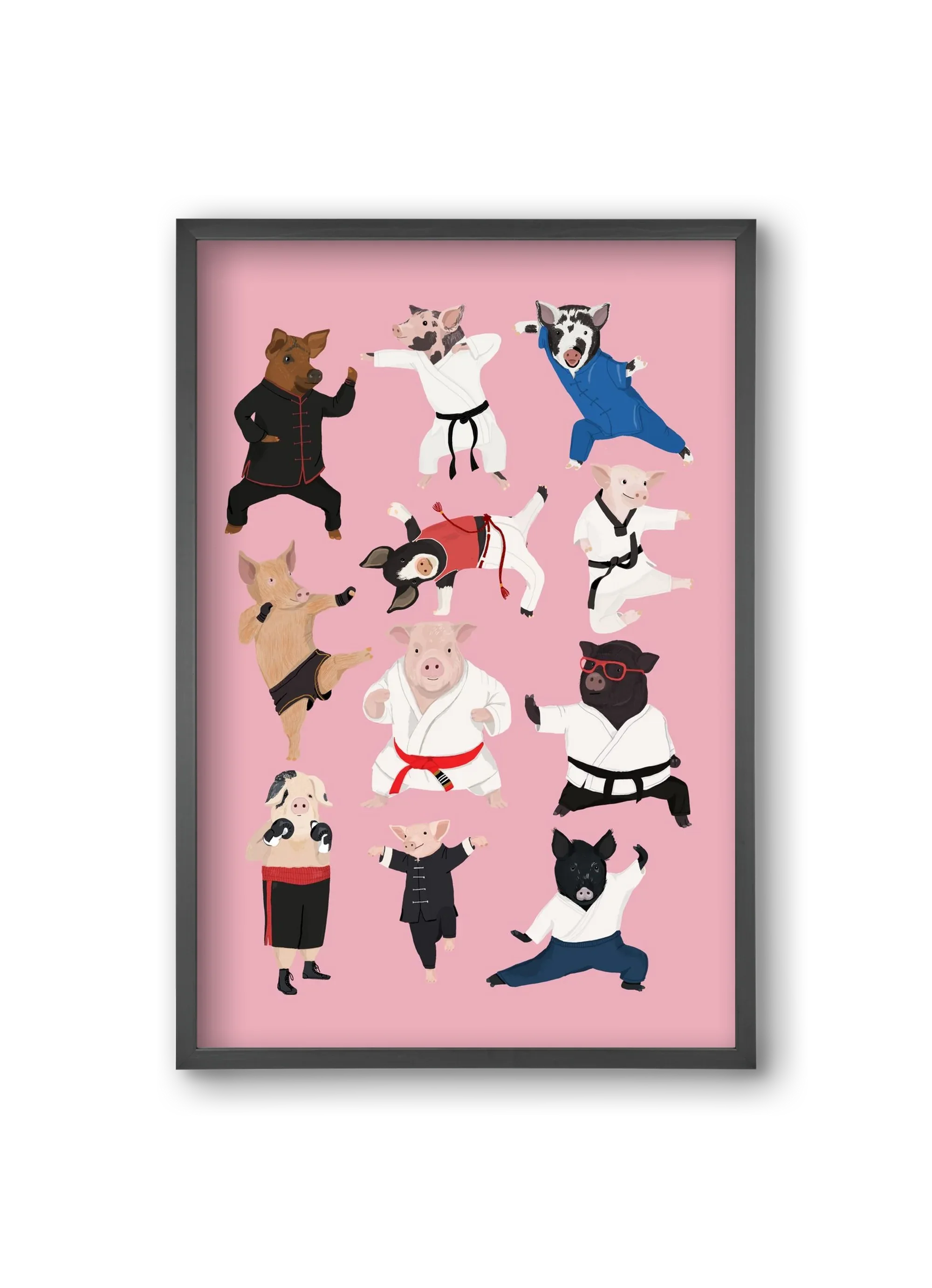 Pigs doing Martial Art - artbridge