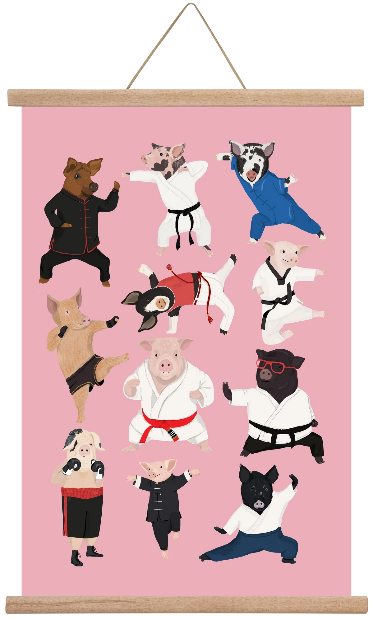 Pigs doing Martial Art - artbridge