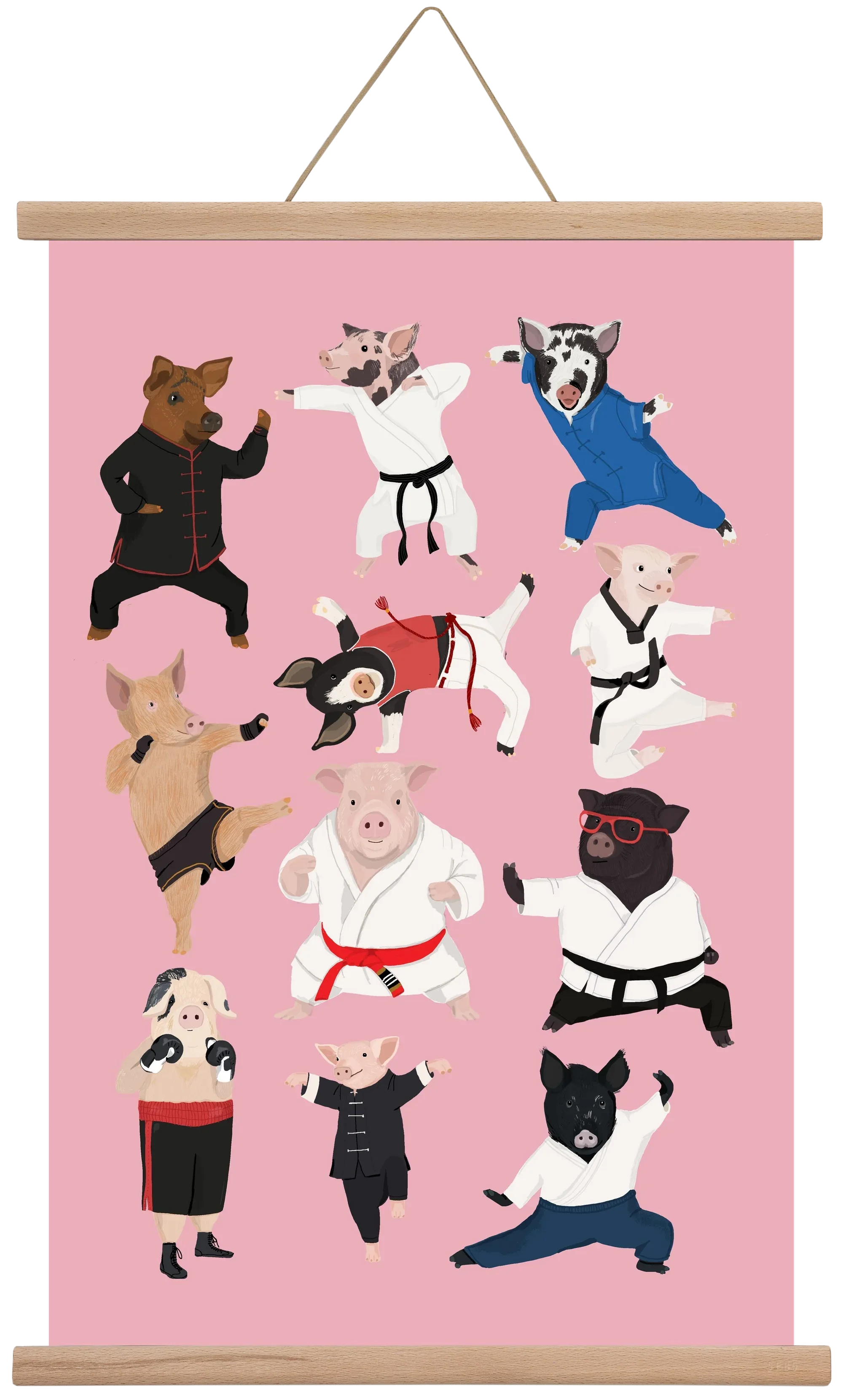 Pigs doing Martial Art - artbridge