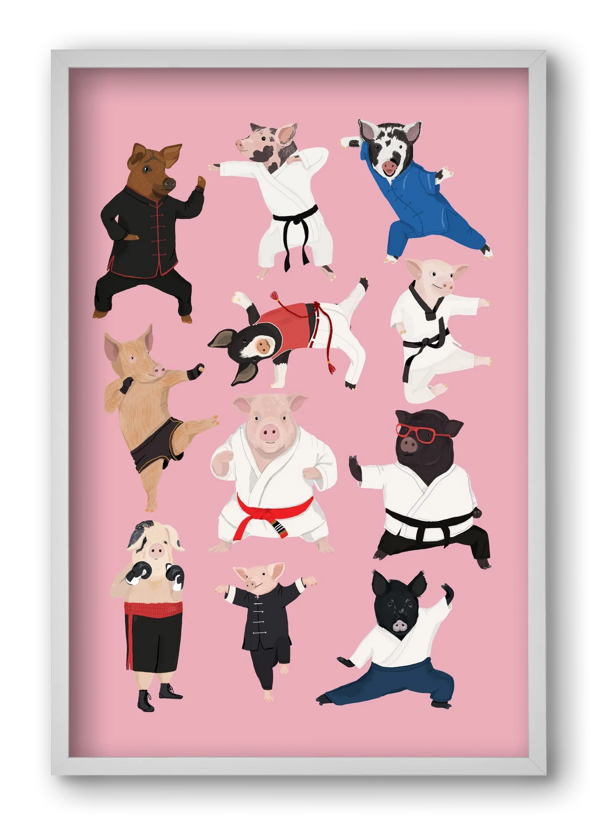 Pigs doing Martial Art - artbridge