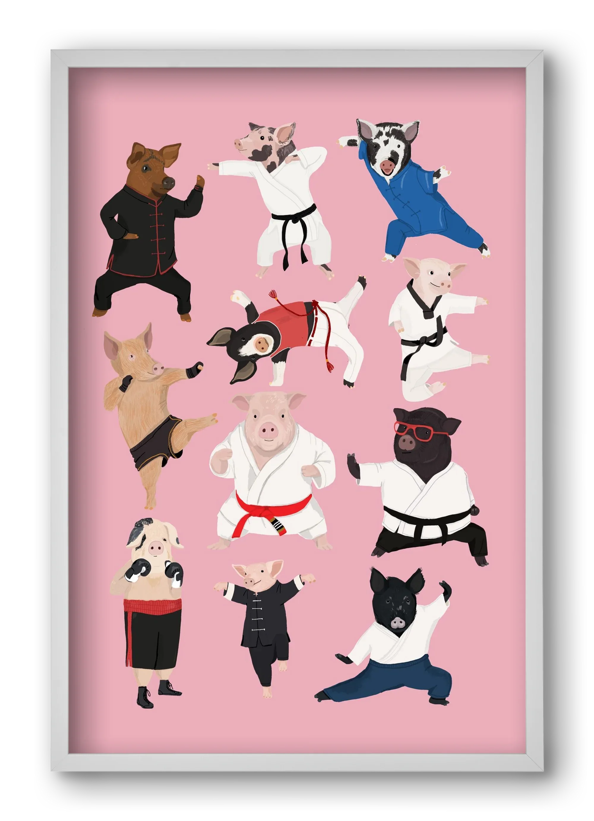 Pigs doing Martial Art - artbridge