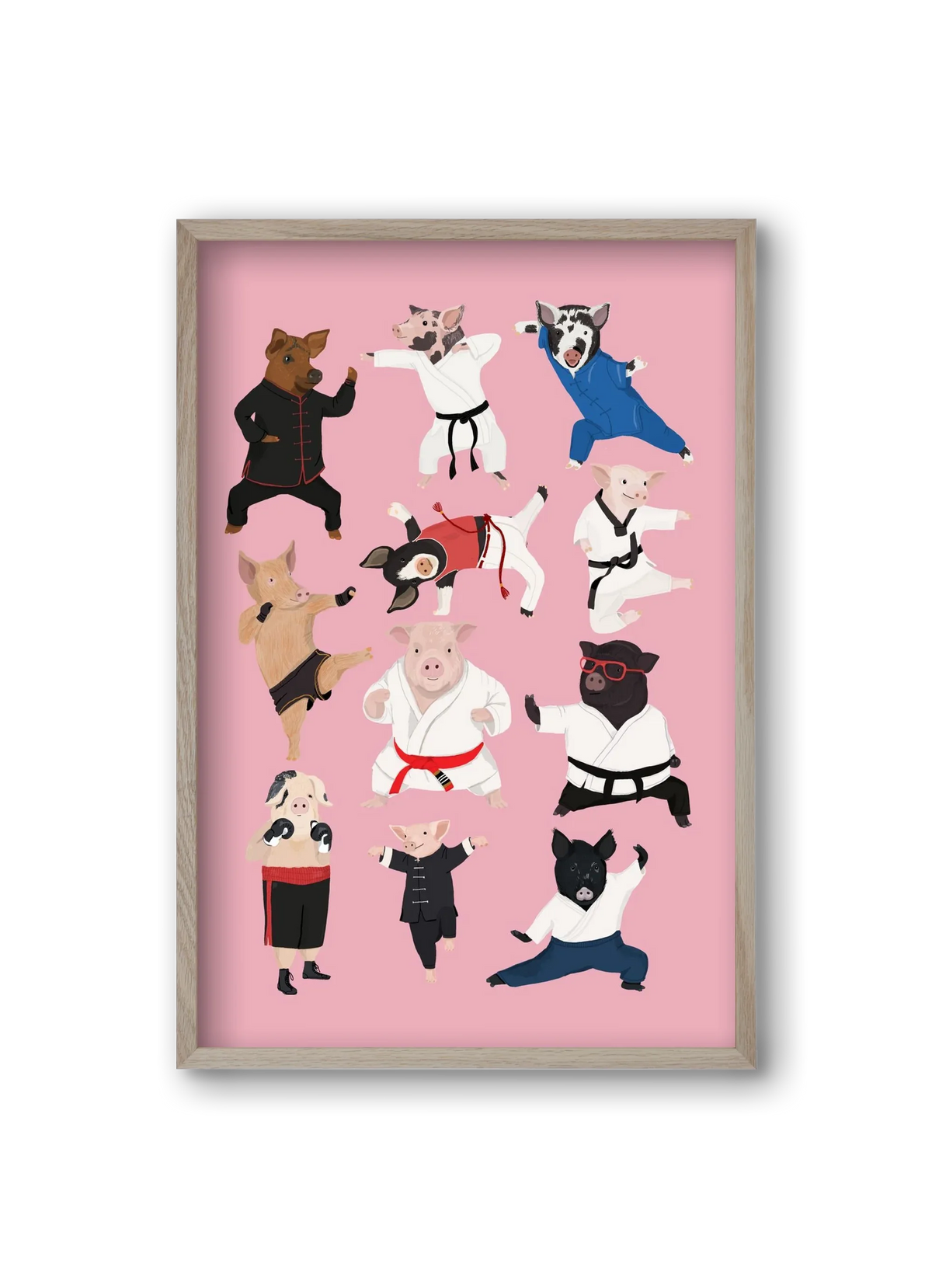 Pigs doing Martial Art - artbridge