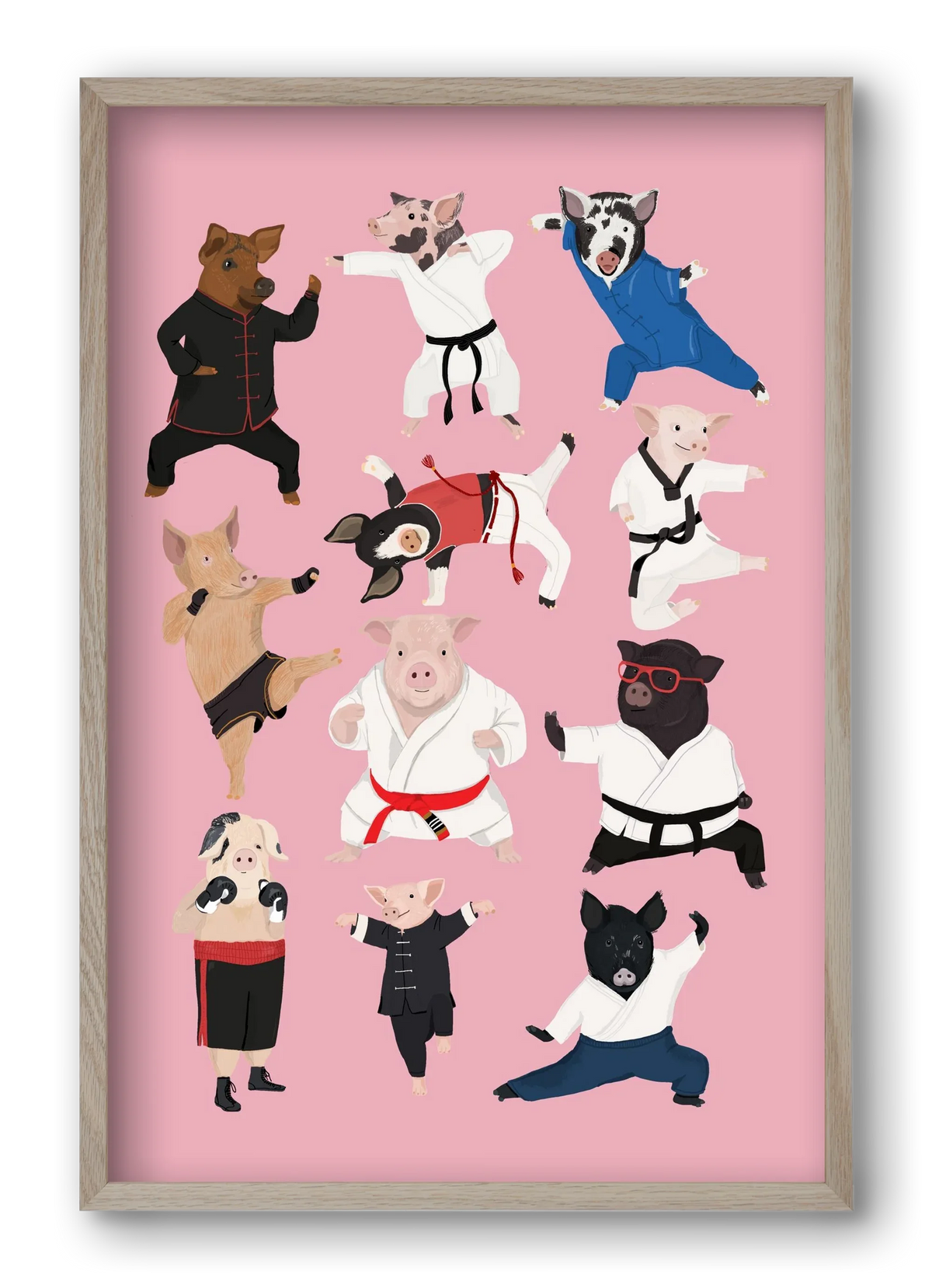Pigs doing Martial Art - artbridge