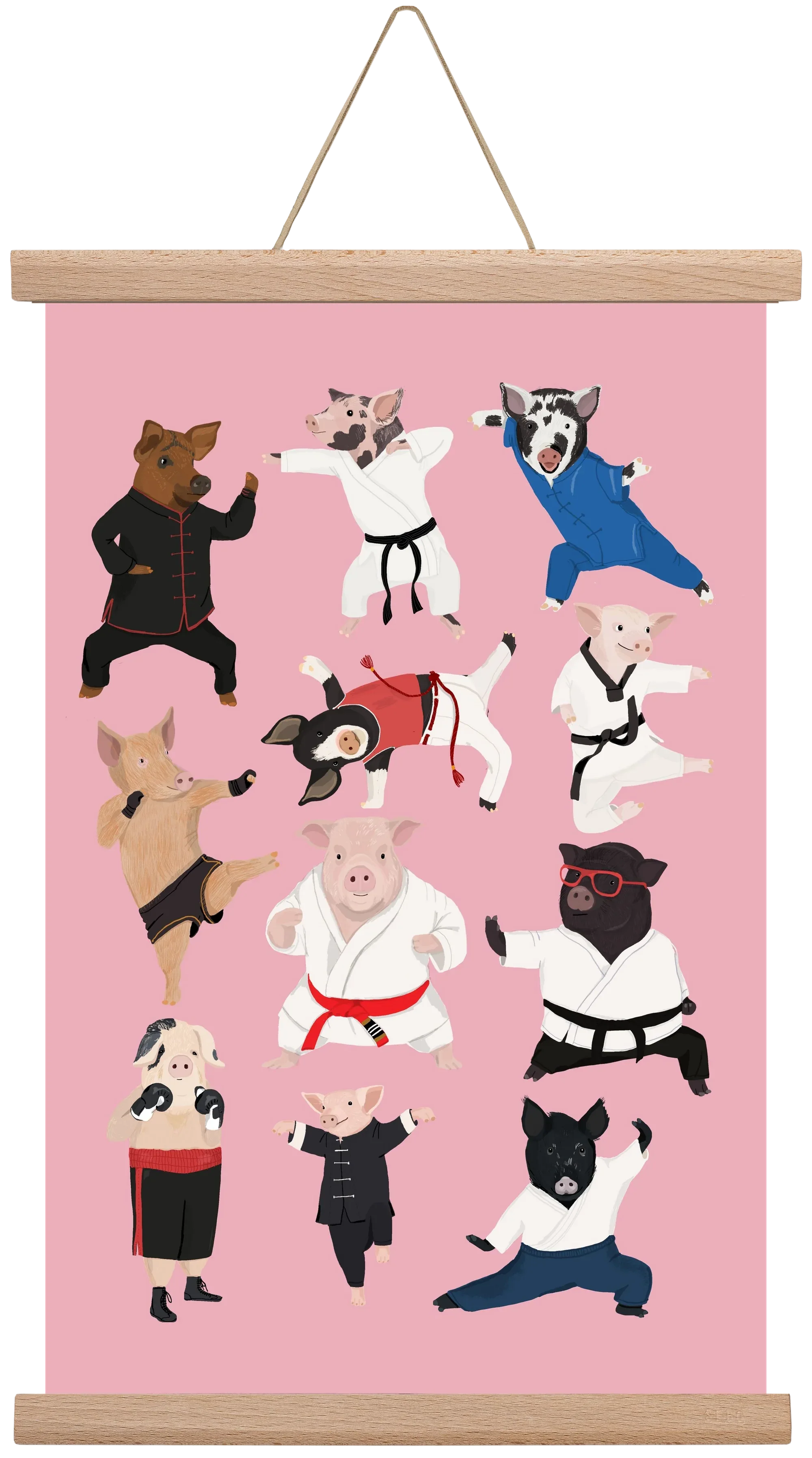 Pigs doing Martial Art - artbridge