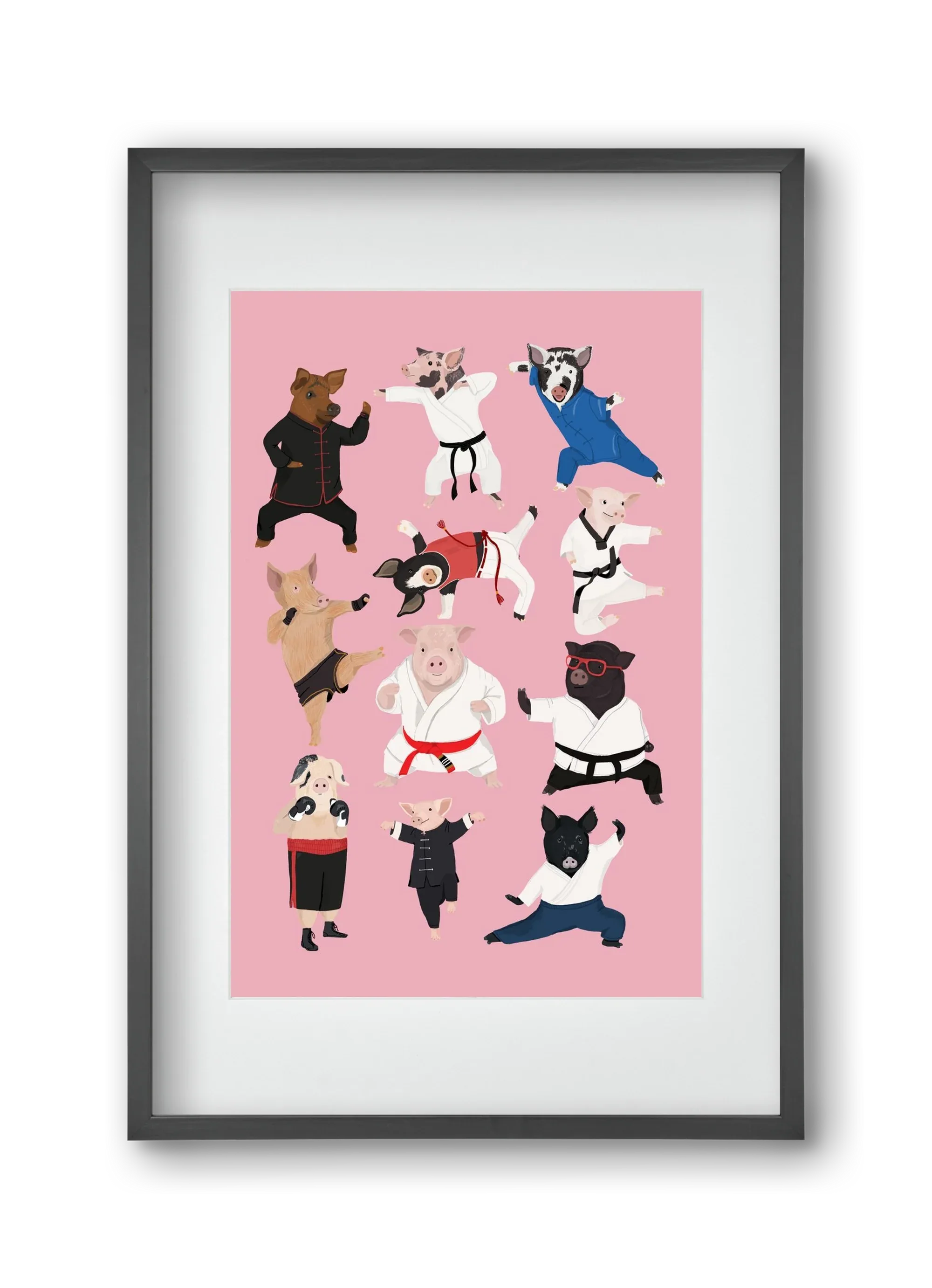 Pigs doing Martial Art - artbridge