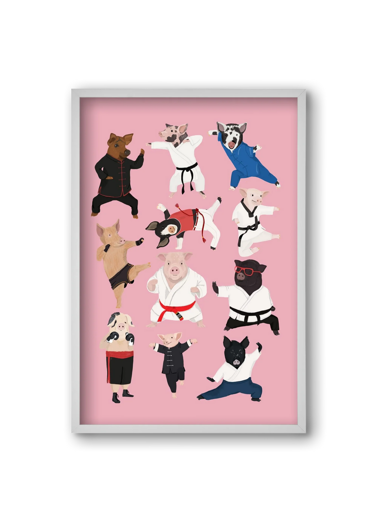Pigs doing Martial Art - artbridge
