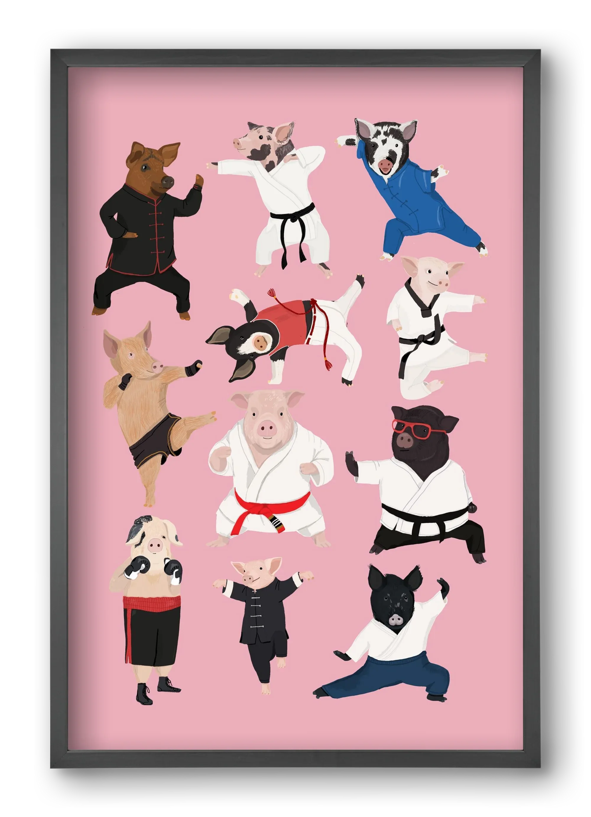 Pigs doing Martial Art - artbridge