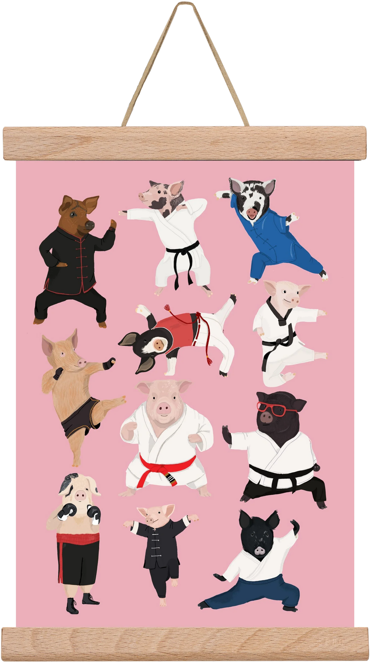 Pigs doing Martial Art - artbridge
