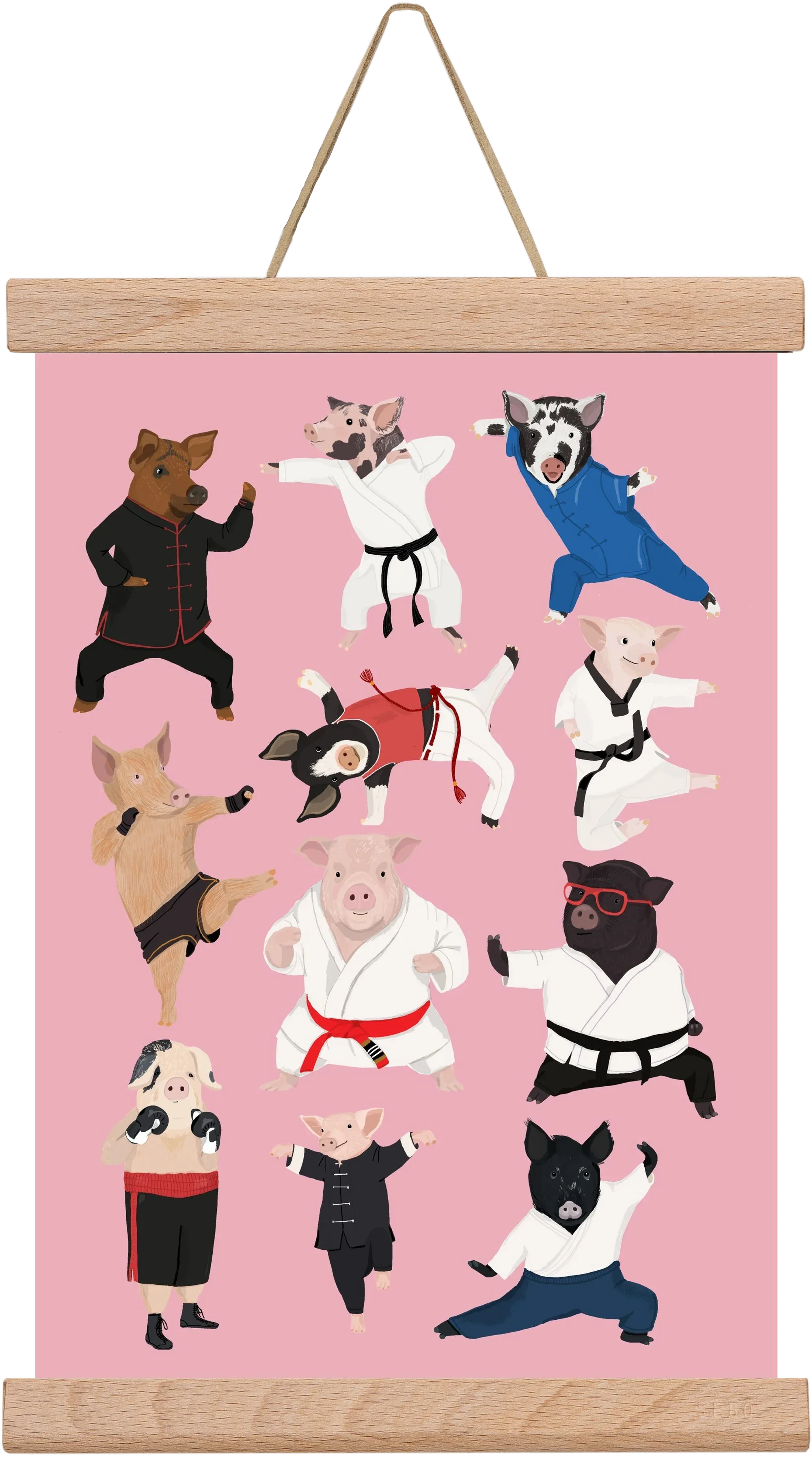 Pigs doing Martial Art - artbridge
