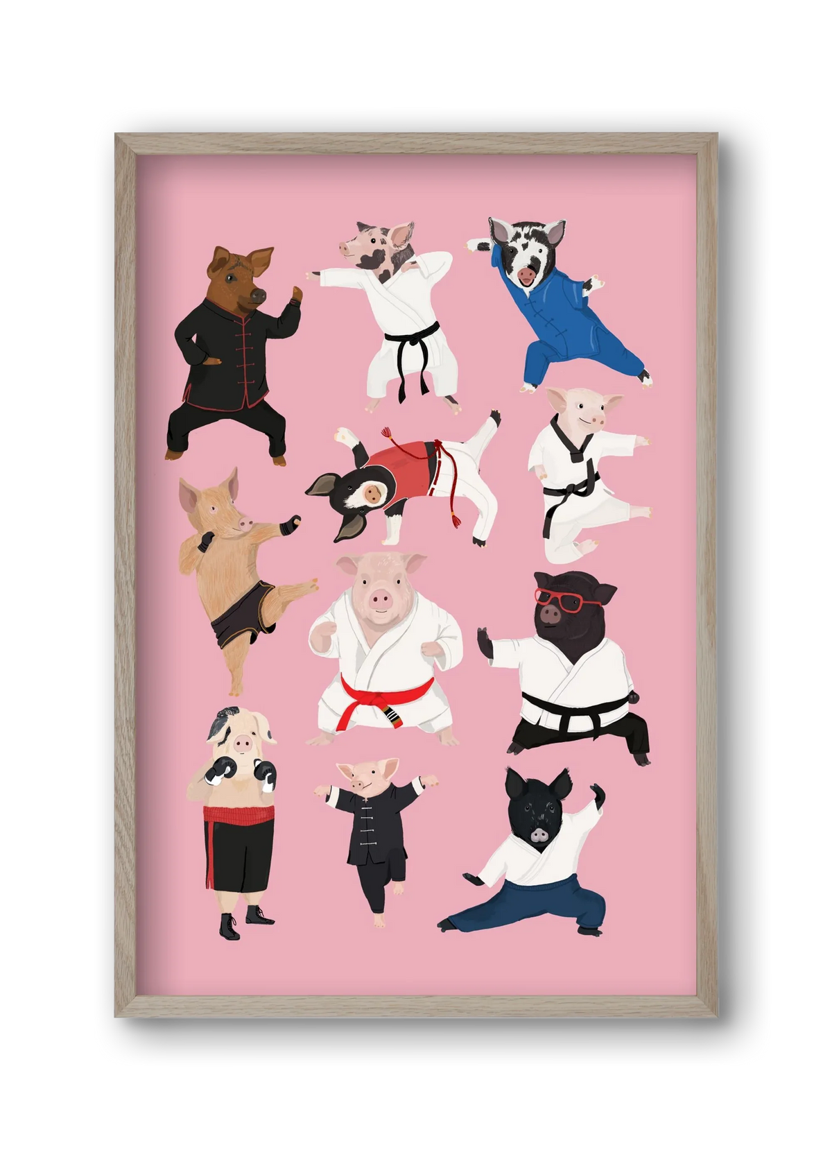 Pigs doing Martial Art - artbridge