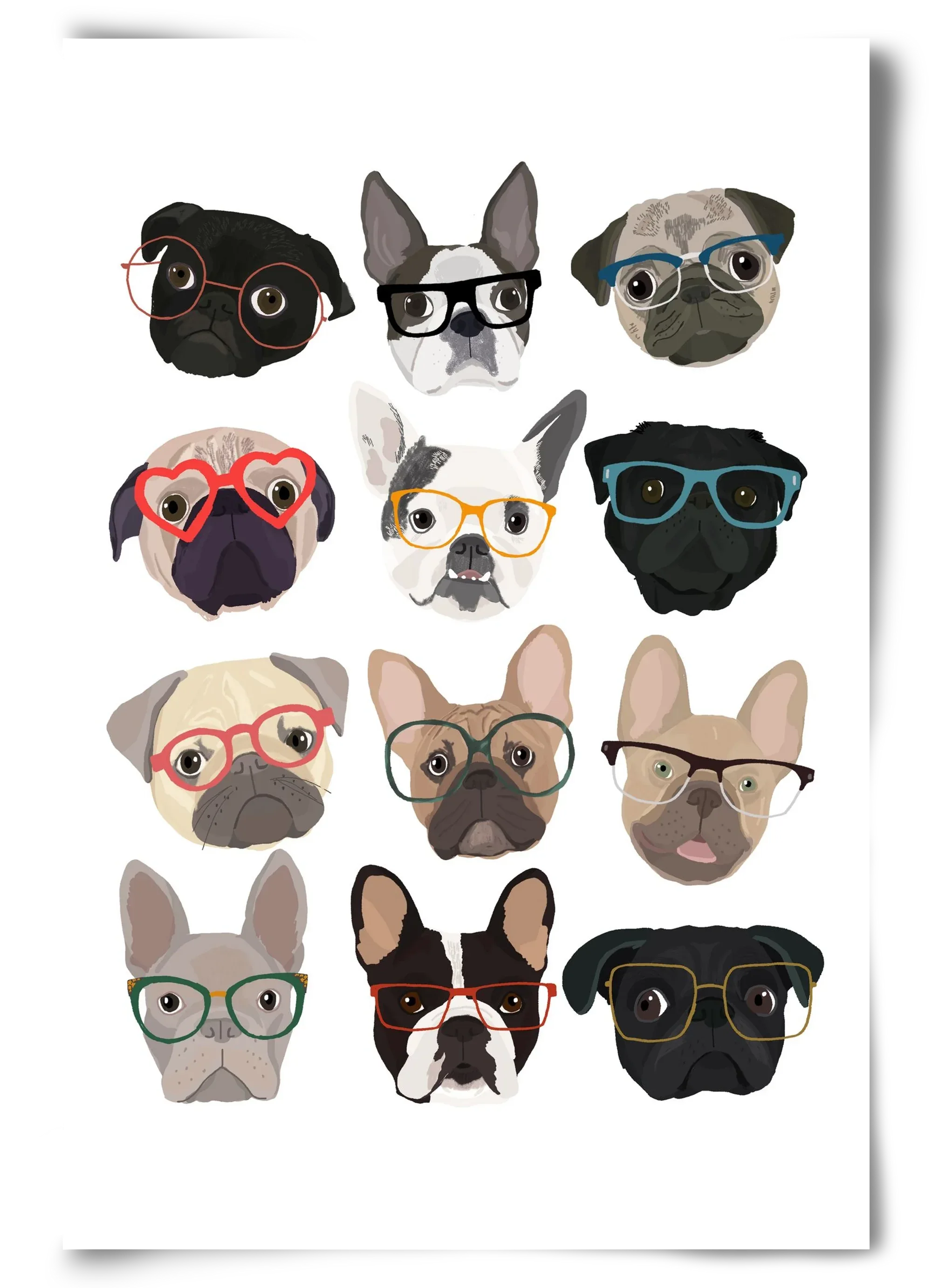 Pugs in Glasses - artbridge