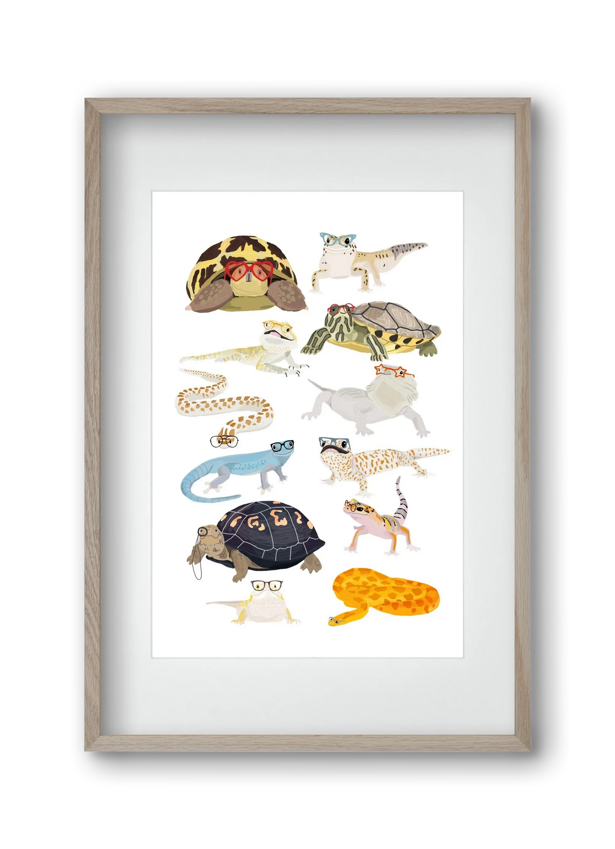 Reptiles in glasses print - artbridge
