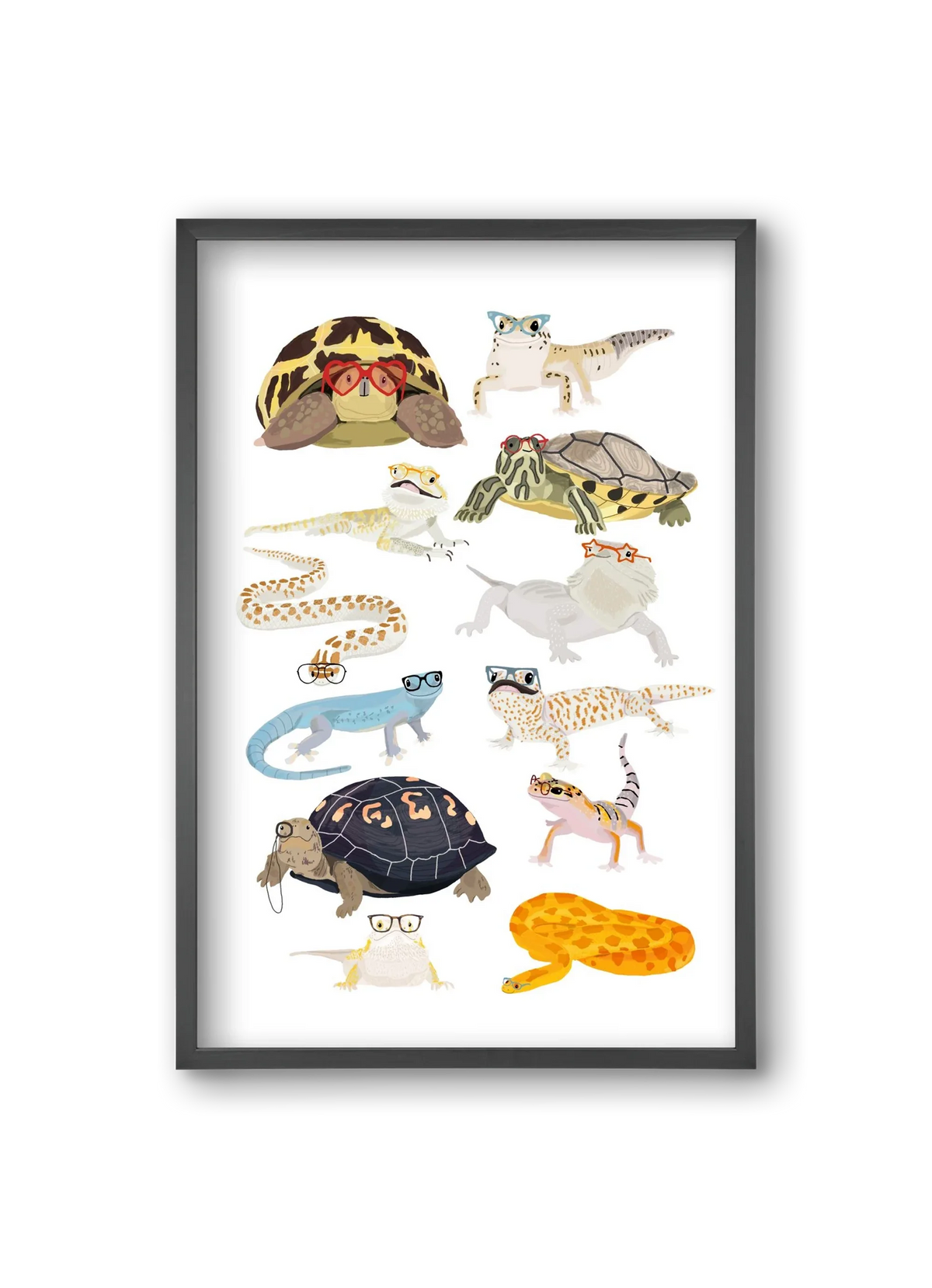 Reptiles in glasses print - artbridge