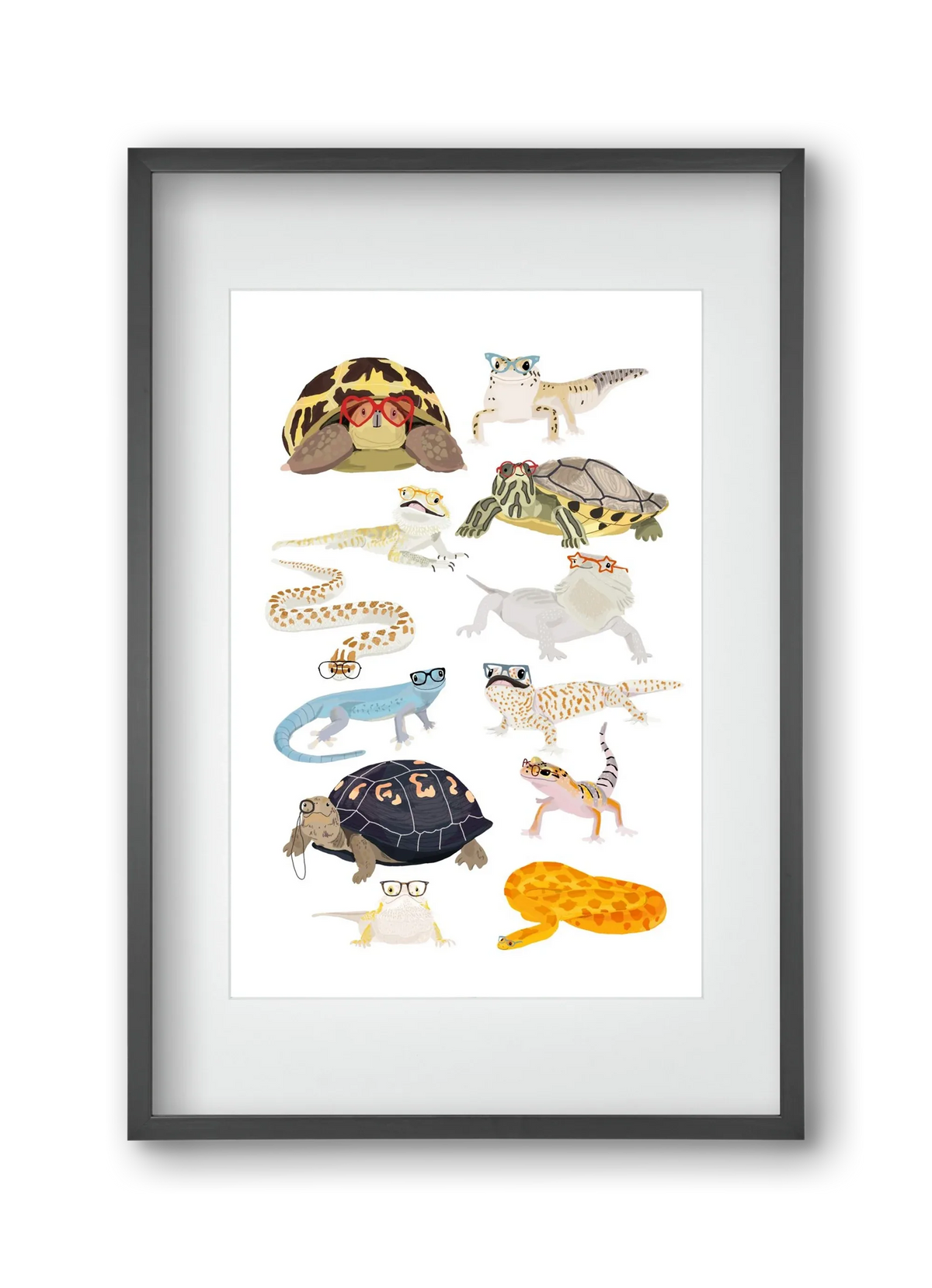 Reptiles in glasses print - artbridge