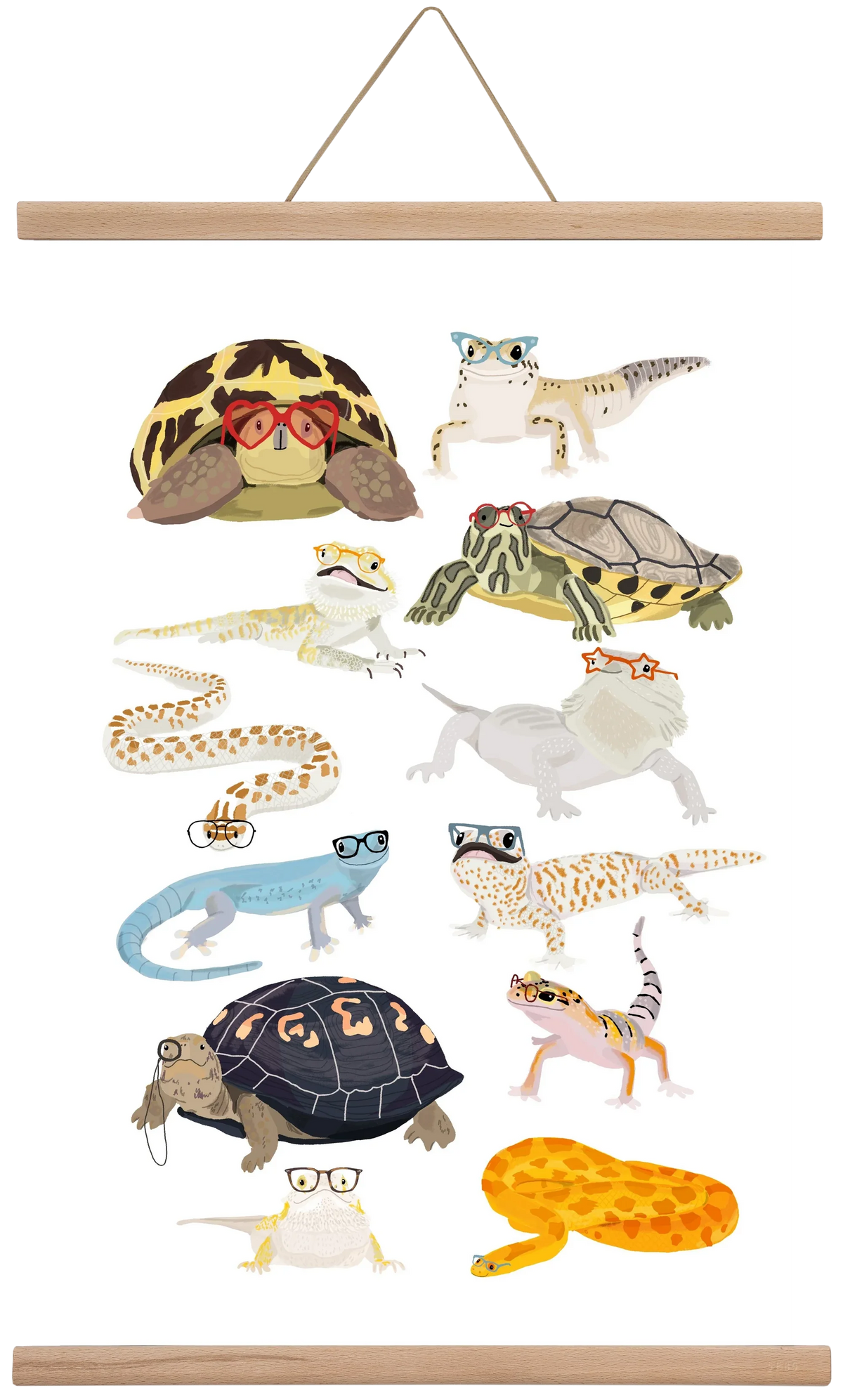 Reptiles in glasses print - artbridge