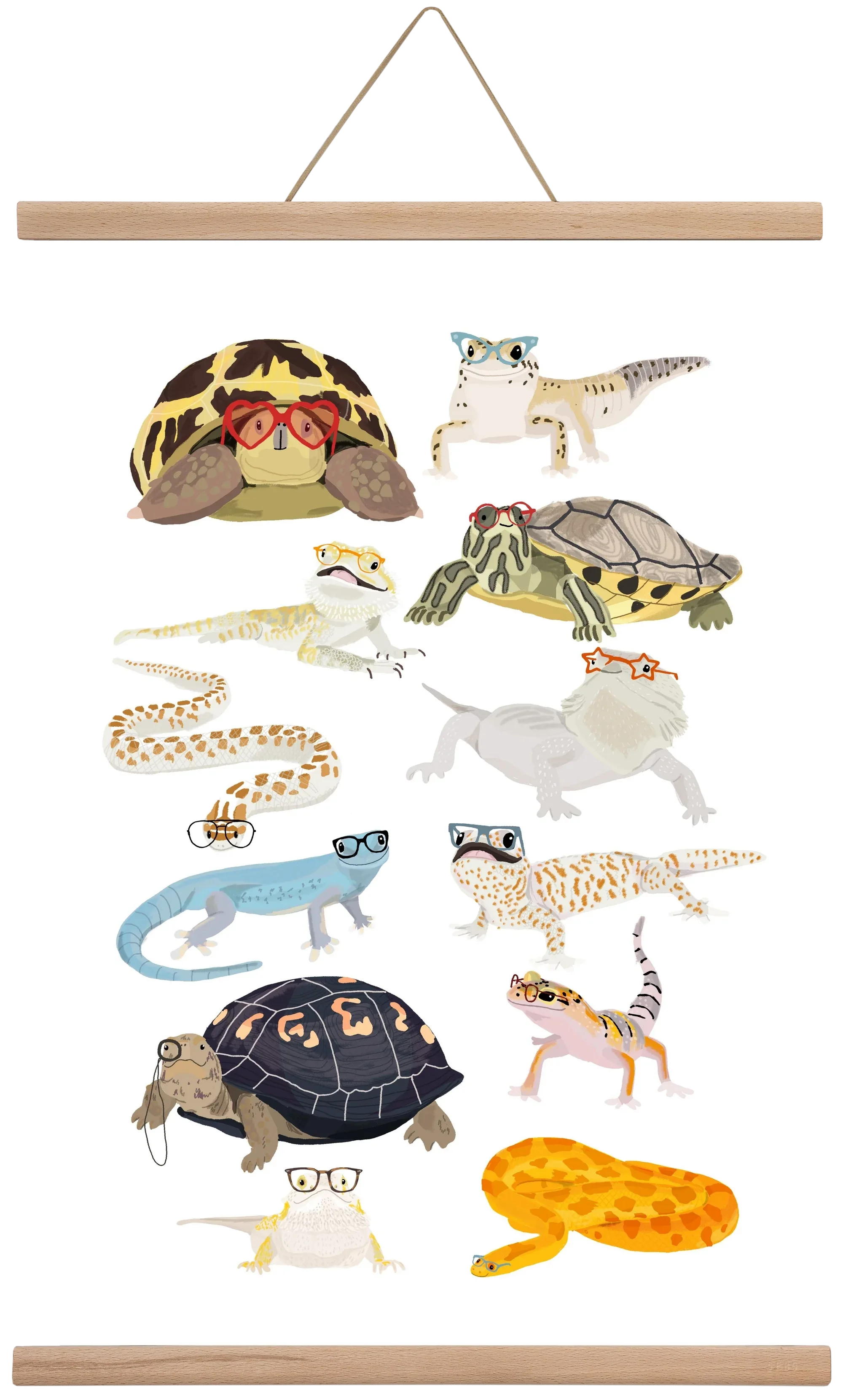 Reptiles in glasses print - artbridge