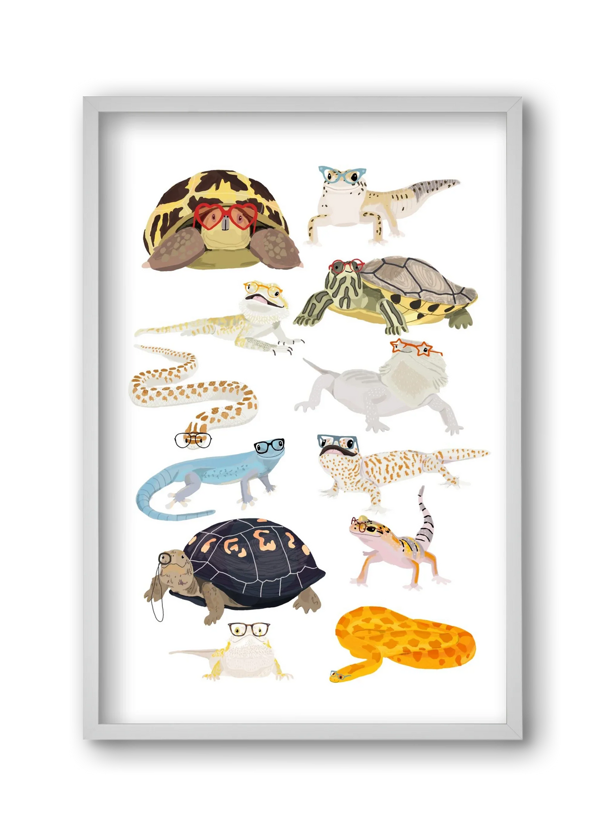 Reptiles in glasses print - artbridge