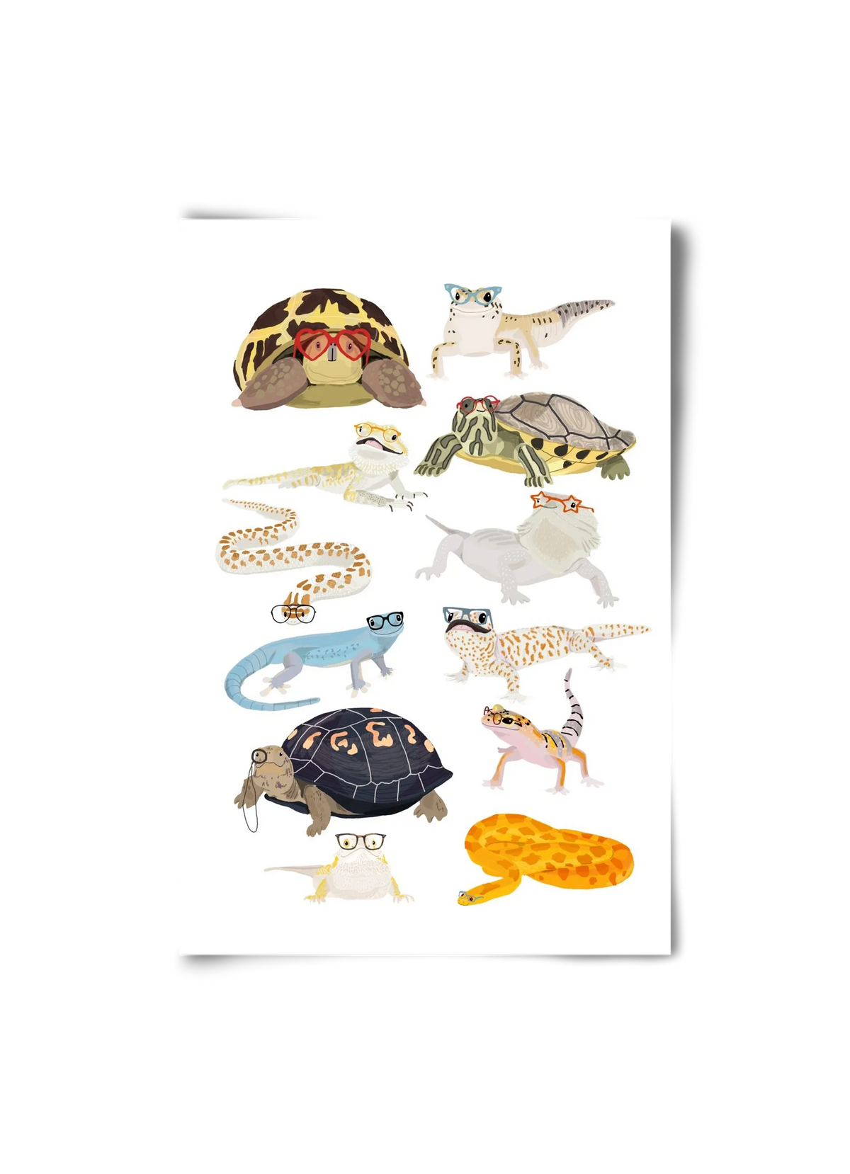 Reptiles in glasses print - artbridge