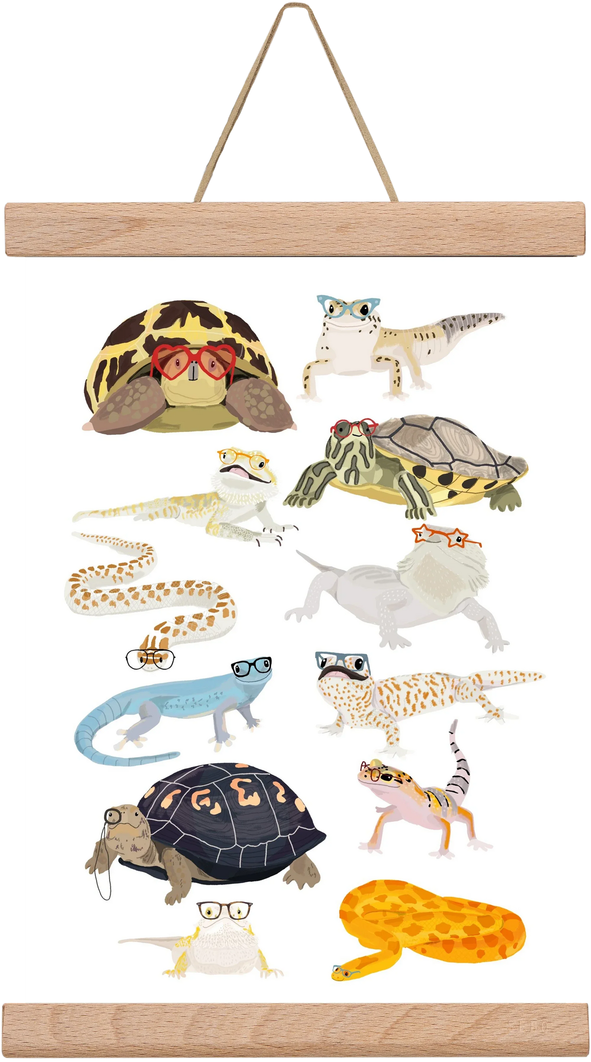 Reptiles in glasses print - artbridge