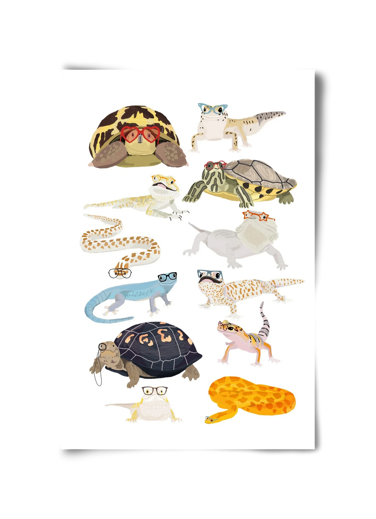 Reptiles in glasses print - artbridge