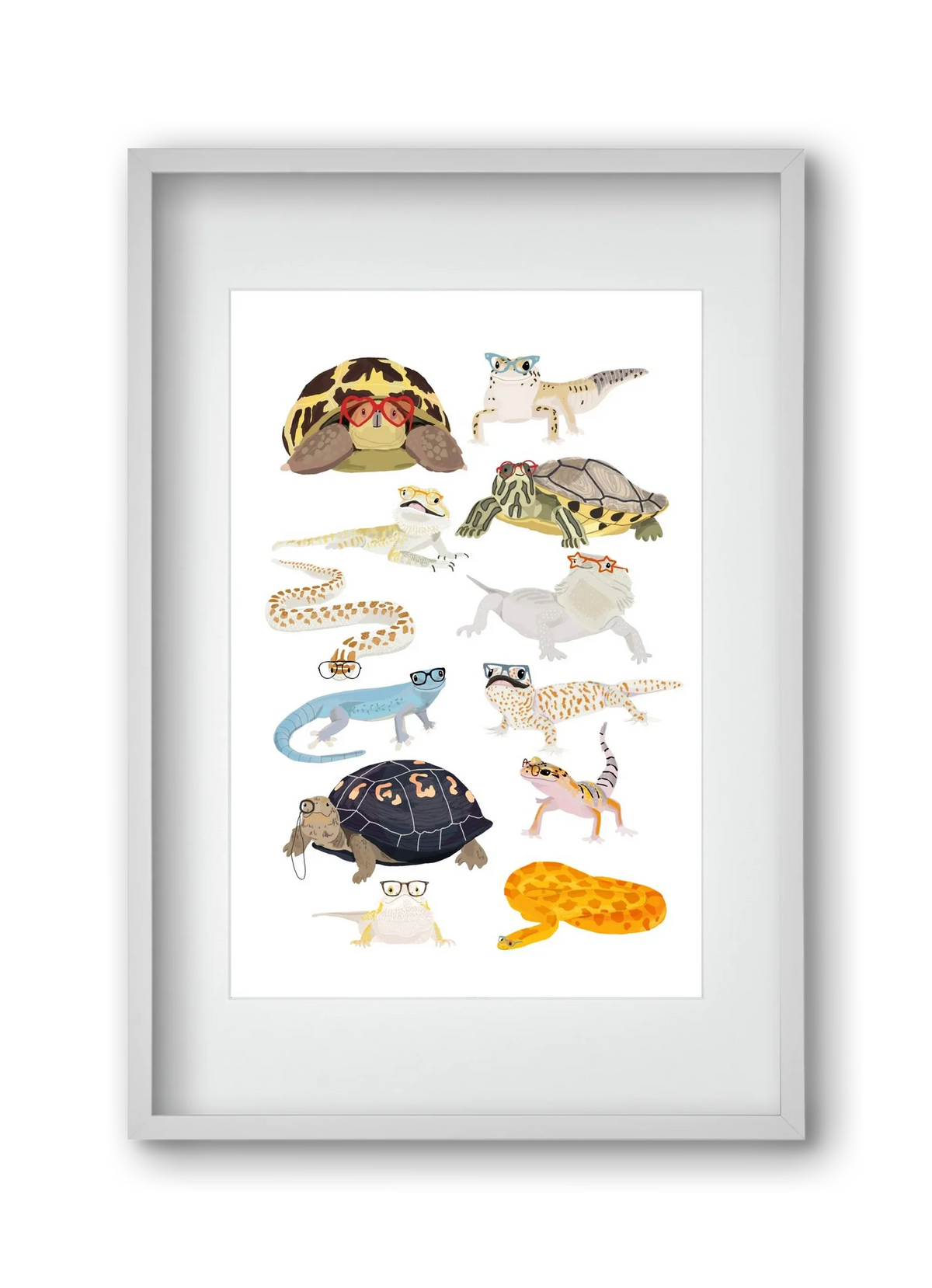 Reptiles in glasses print - artbridge