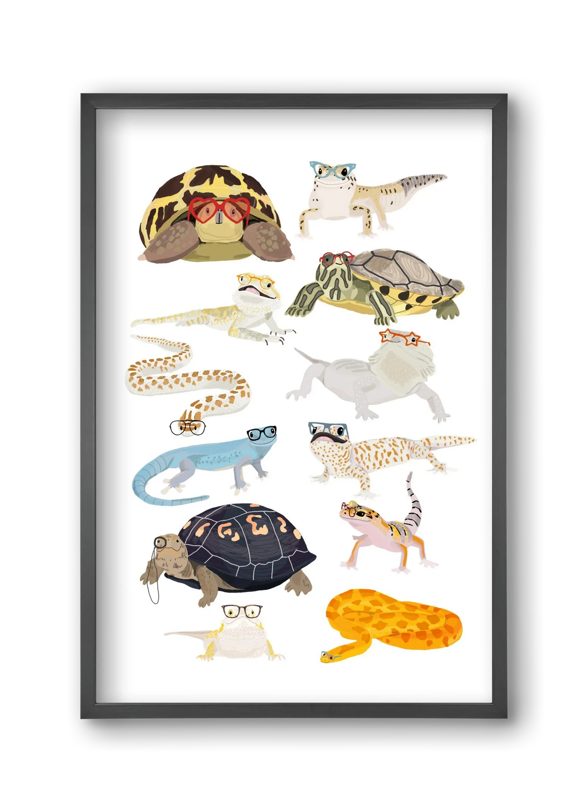 Reptiles in glasses print - artbridge