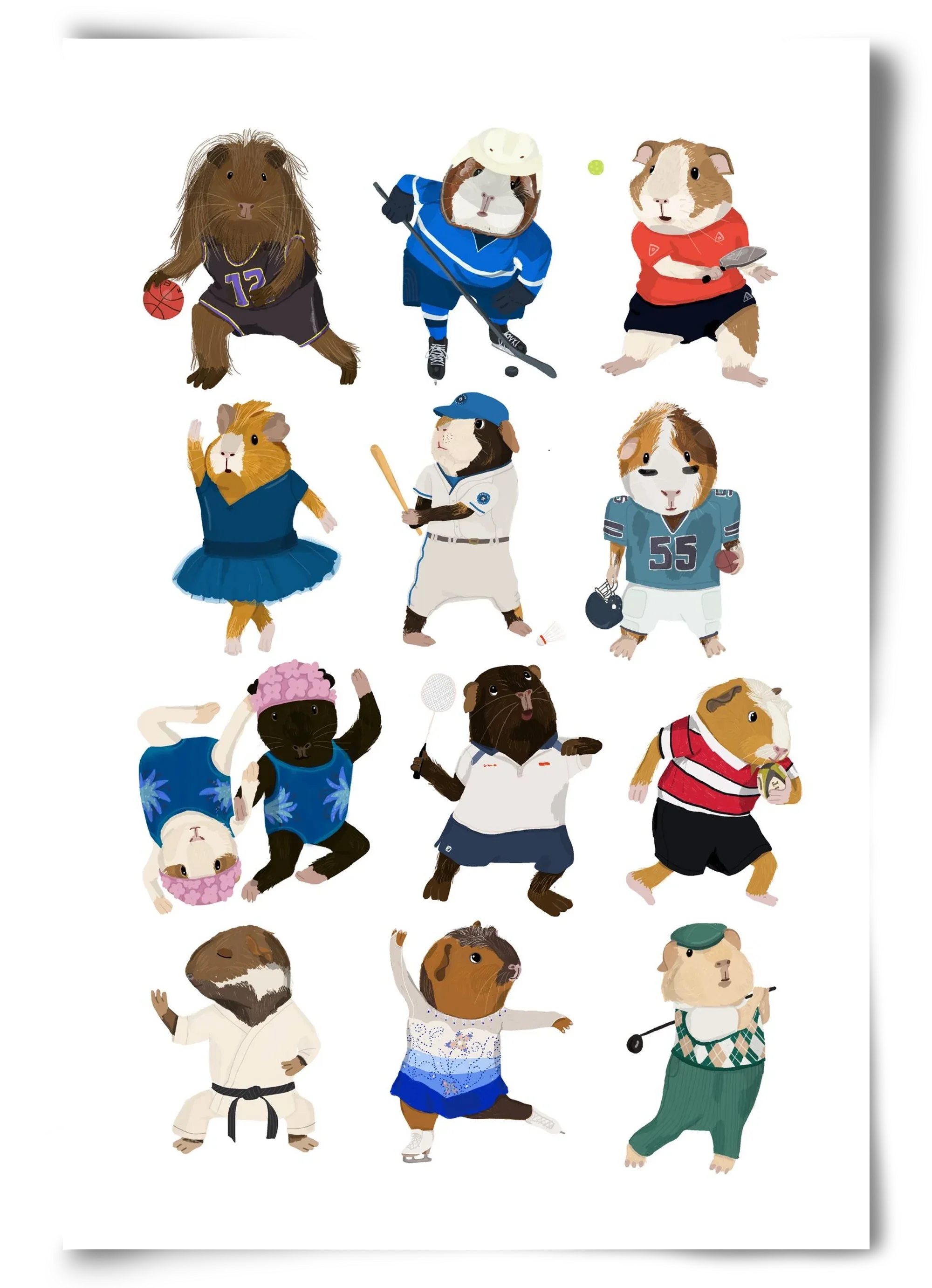 Guinea Pigs doing sports - artbridge