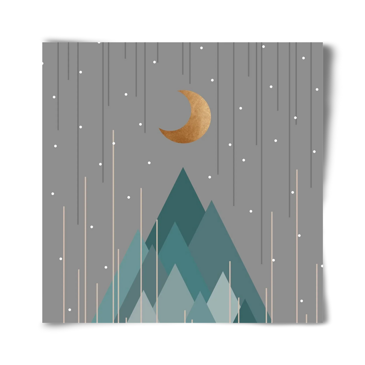 Moon & Mountains Mint Green - artbridge