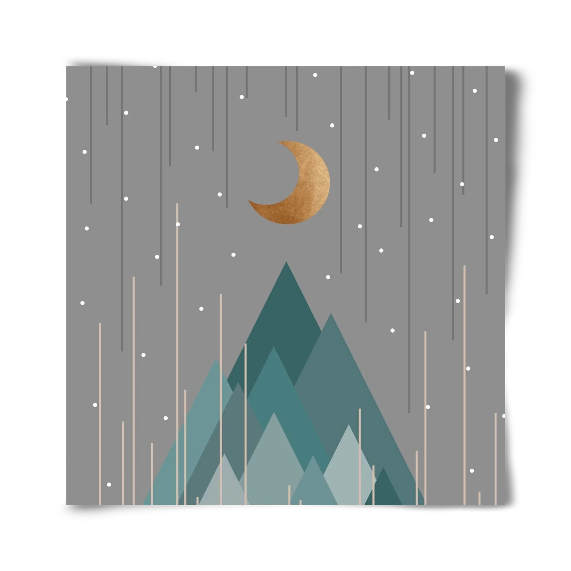 Moon & Mountains Mint Green - artbridge
