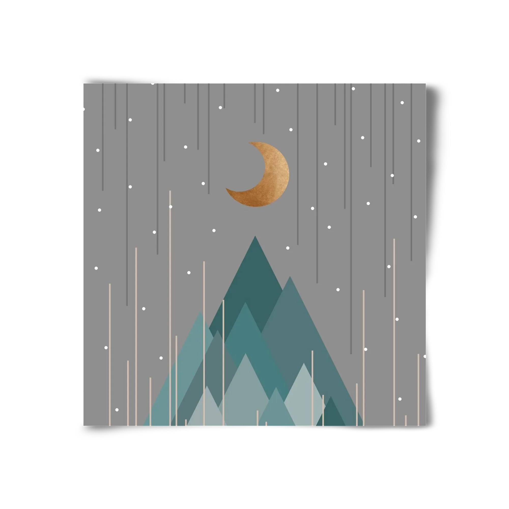 Moon & Mountains Mint Green - artbridge