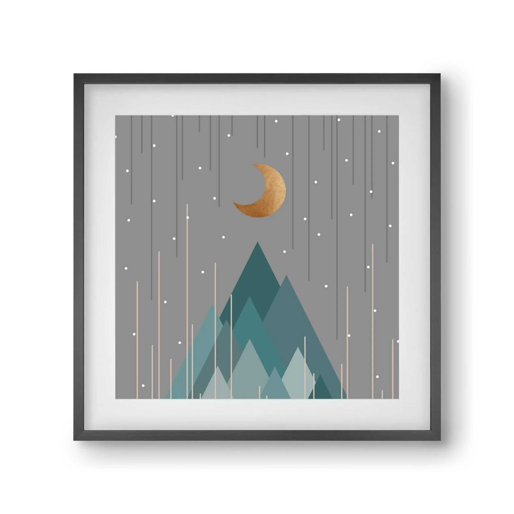 Moon & Mountains Mint Green - artbridge