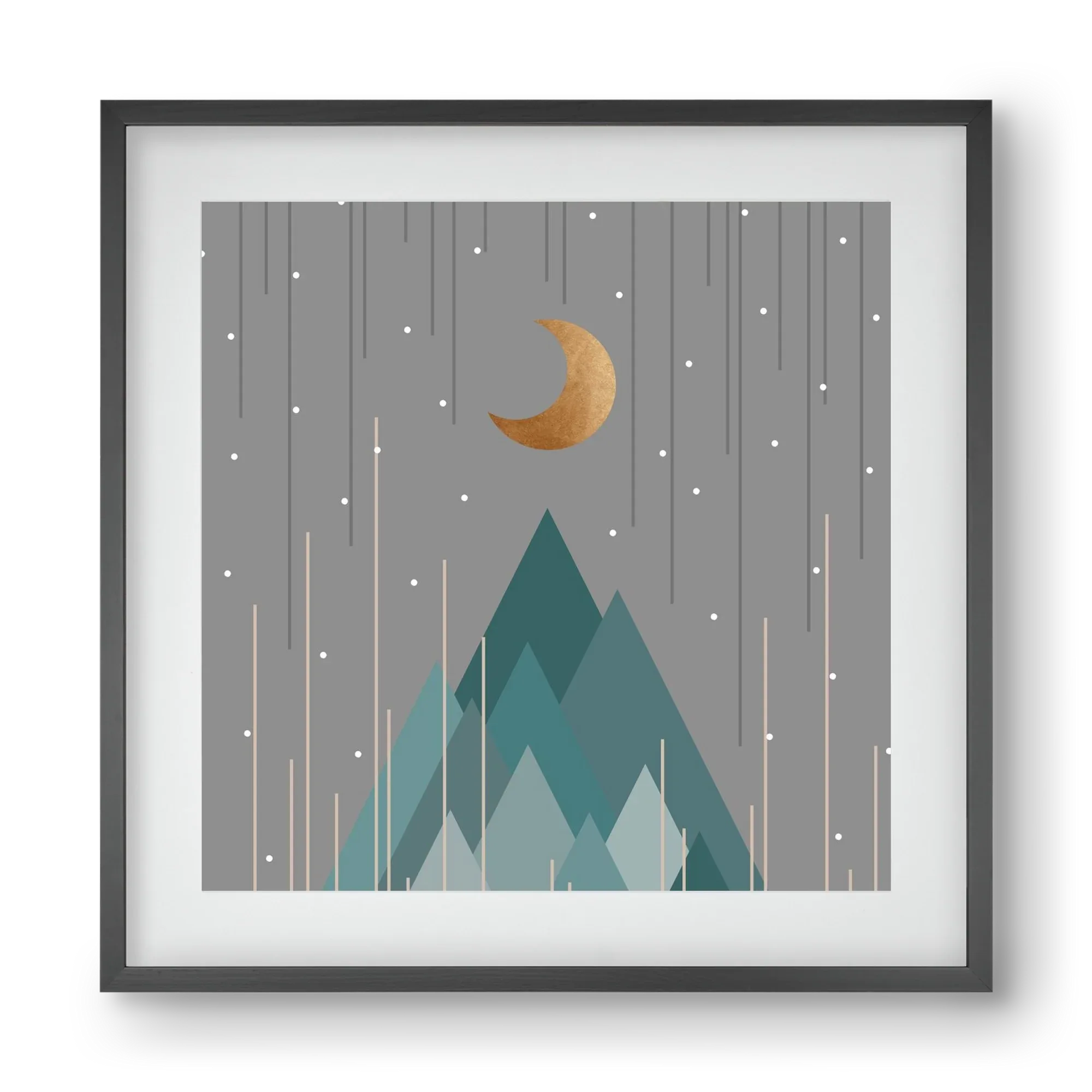 Moon & Mountains Mint Green - artbridge