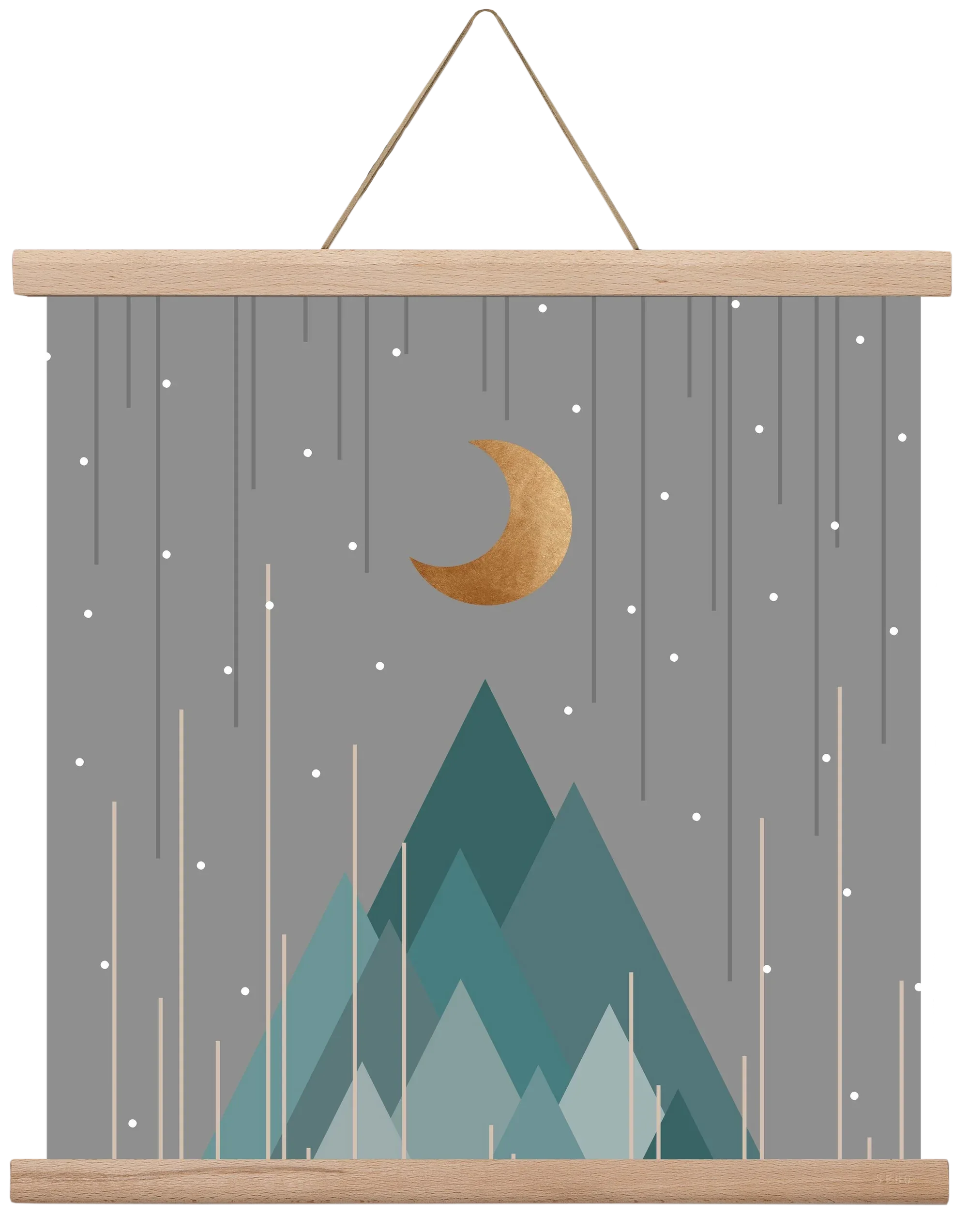 Moon & Mountains Mint Green - artbridge