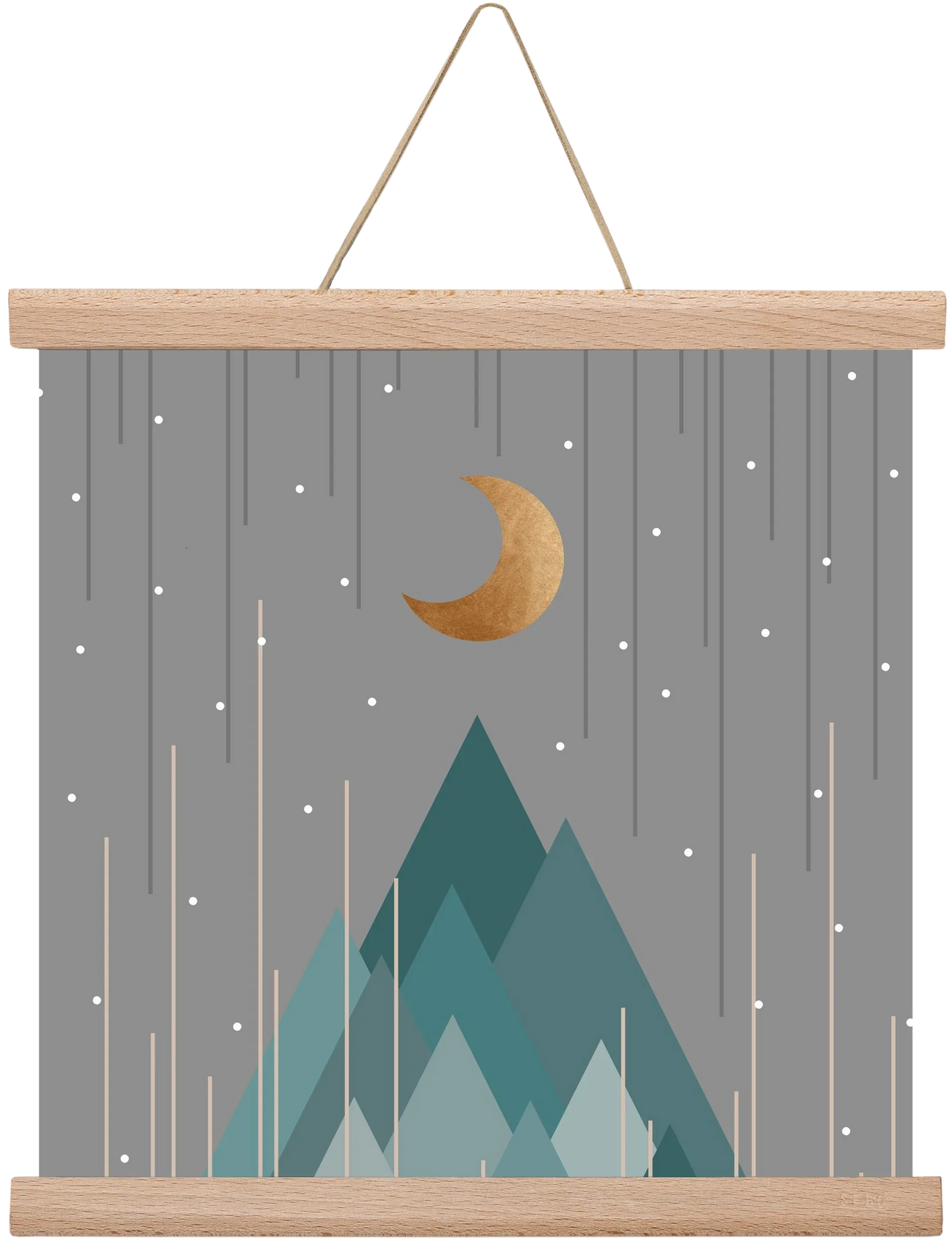 Moon & Mountains Mint Green - artbridge