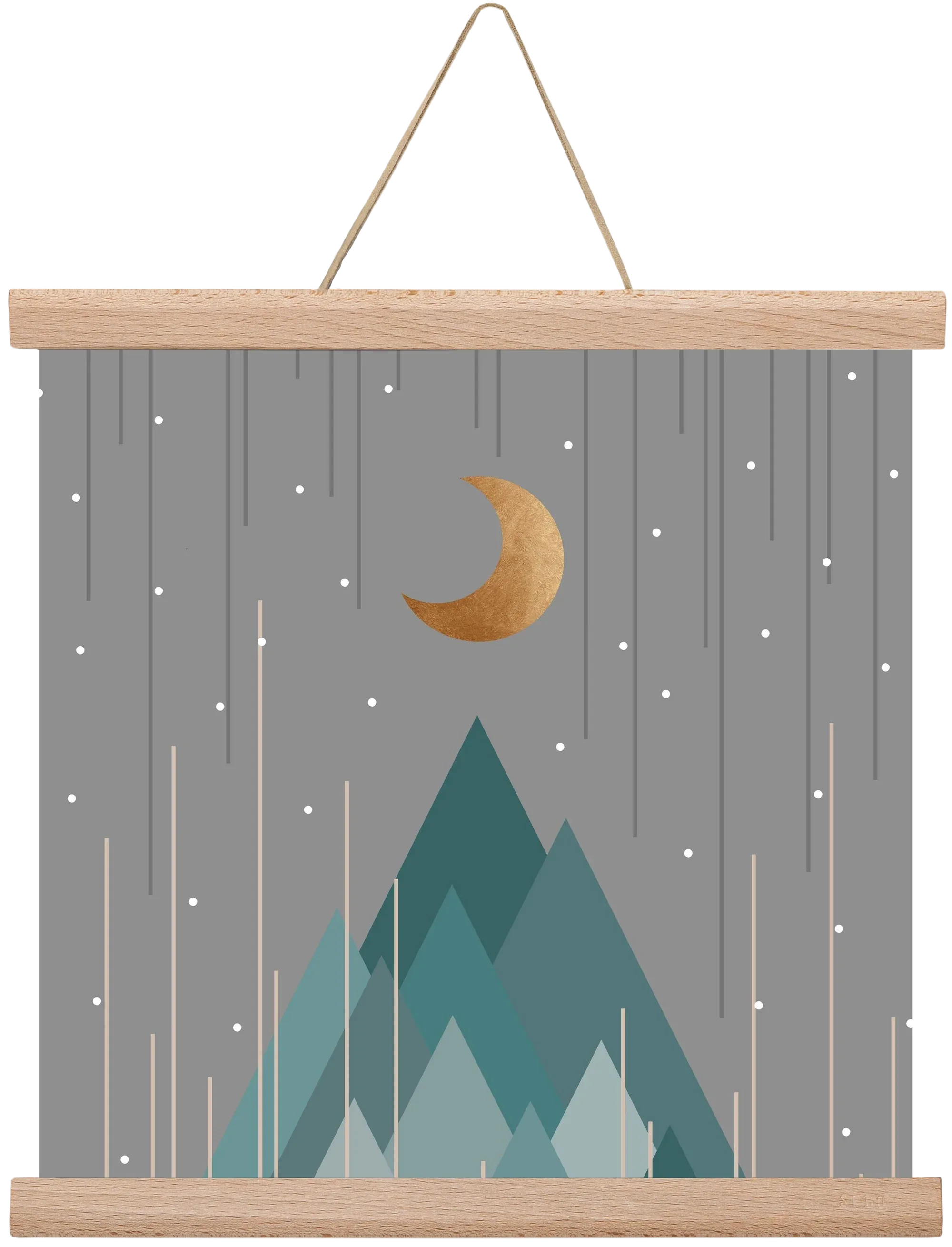 Moon & Mountains Mint Green - artbridge