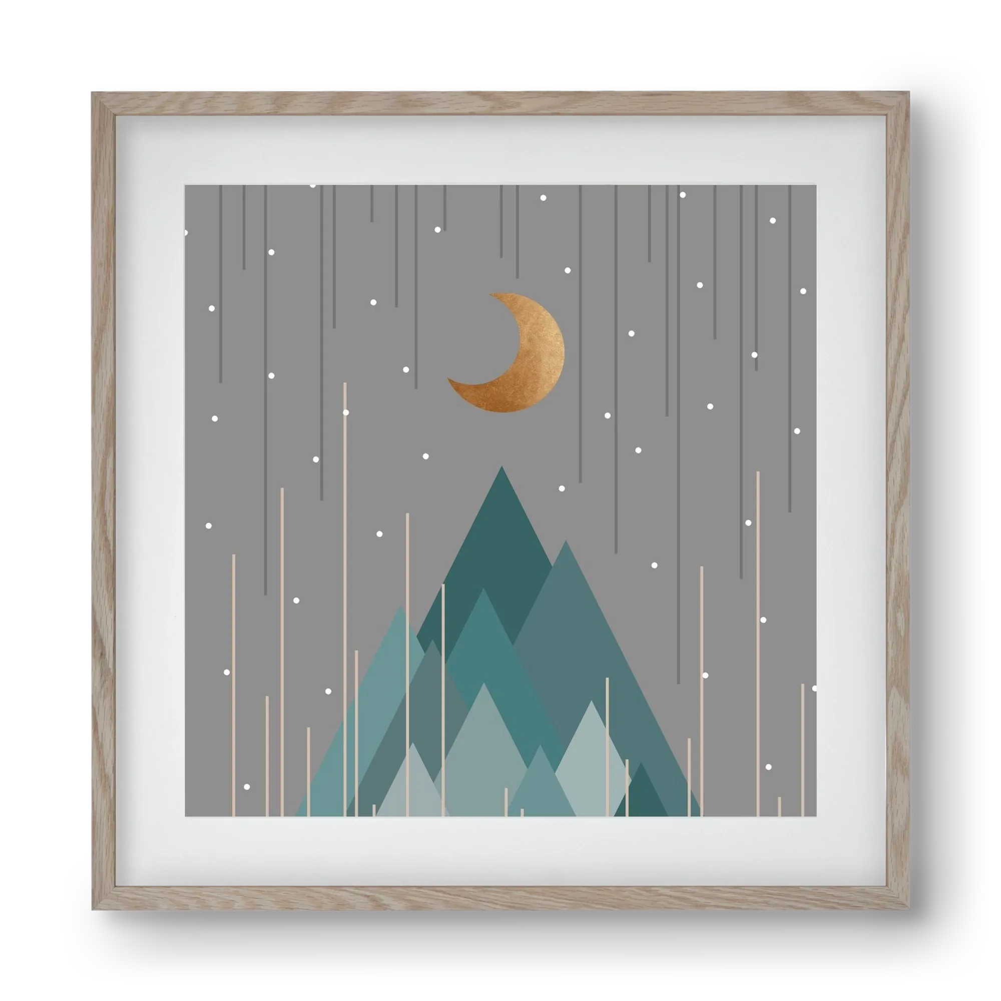 Moon & Mountains Mint Green - artbridge