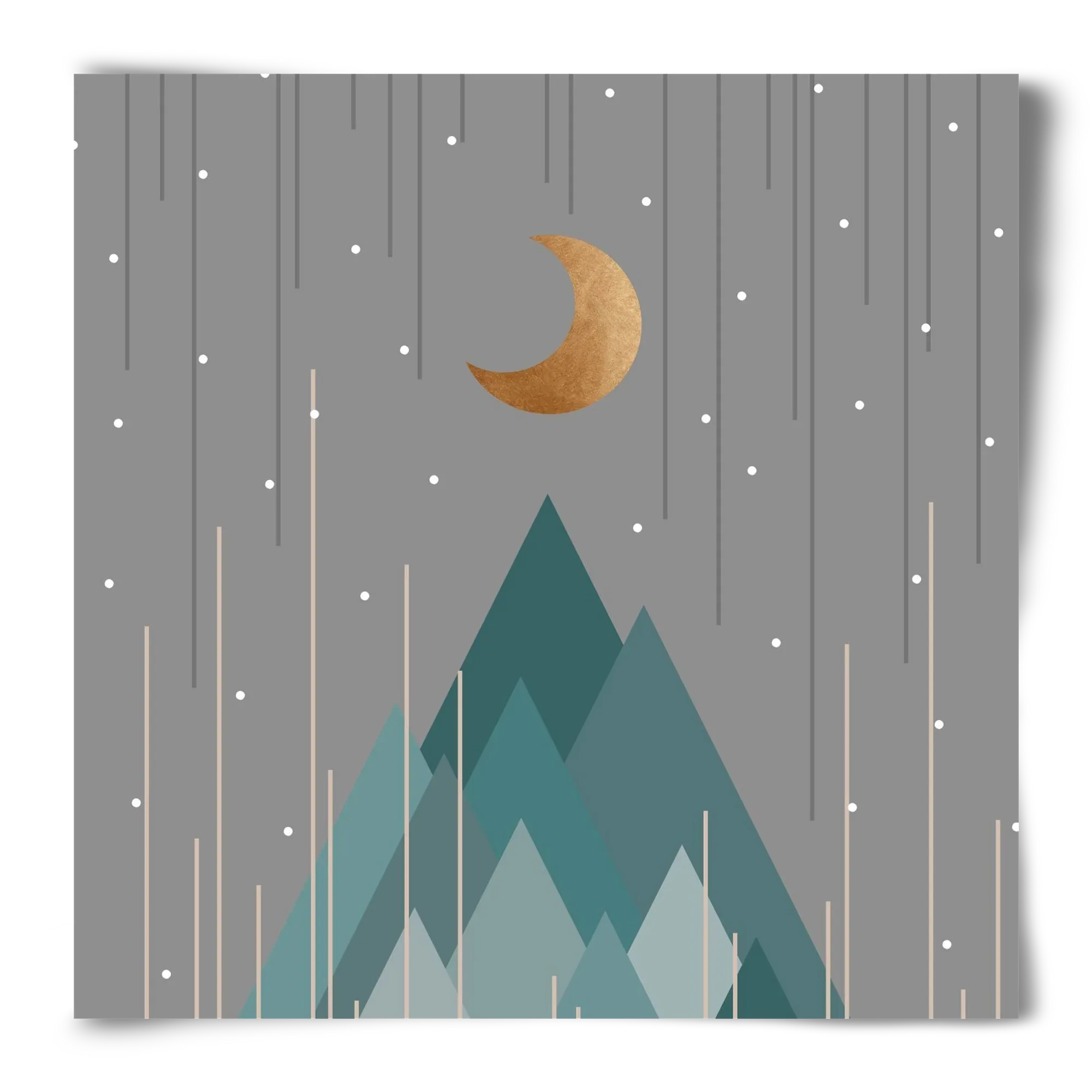 Moon & Mountains Mint Green - artbridge