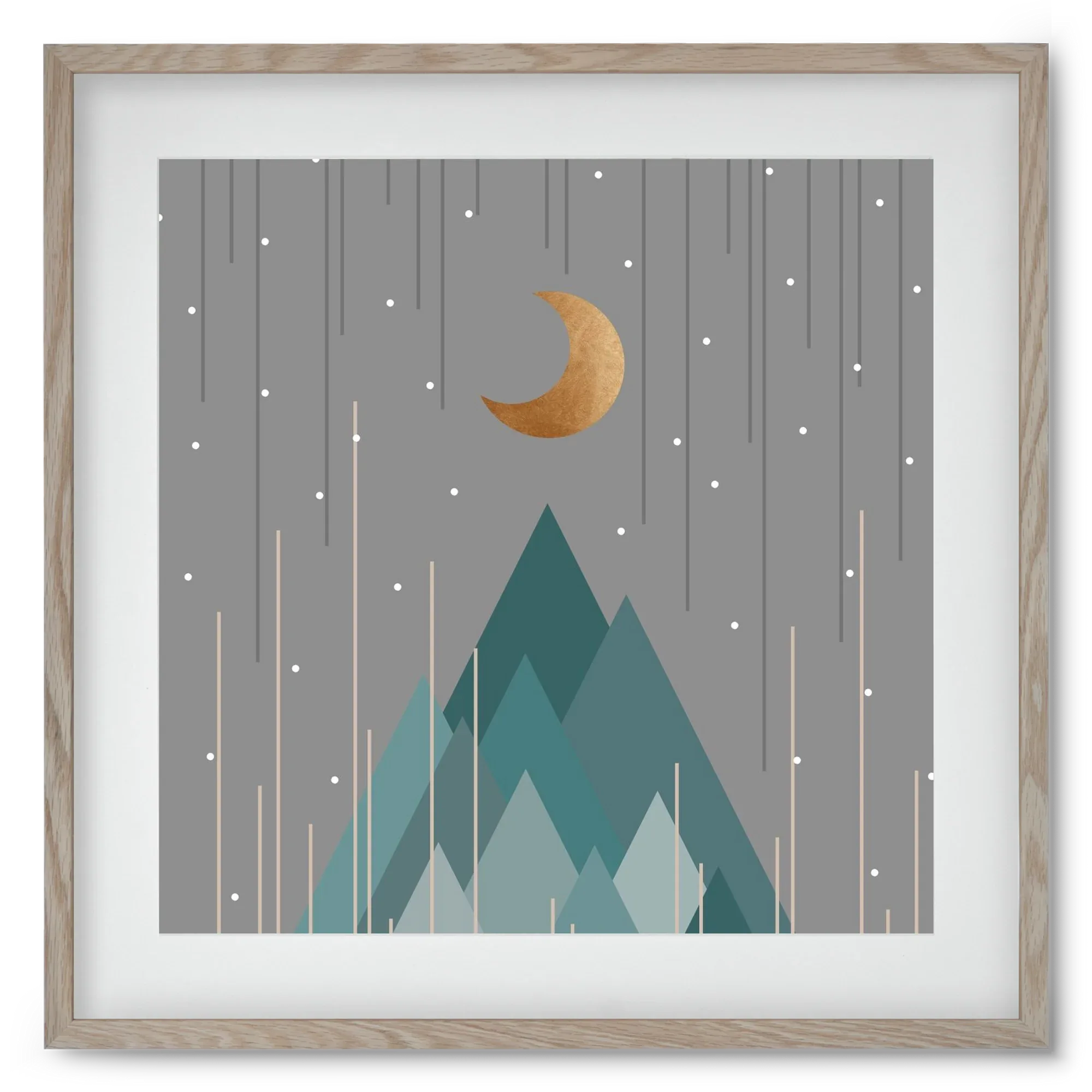 Moon & Mountains Mint Green - artbridge