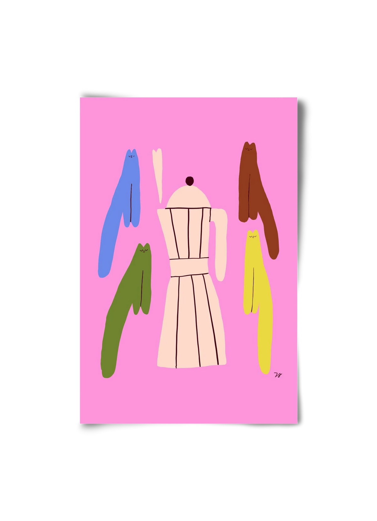 Colorful Cats with Espresso Maker - artbridge
