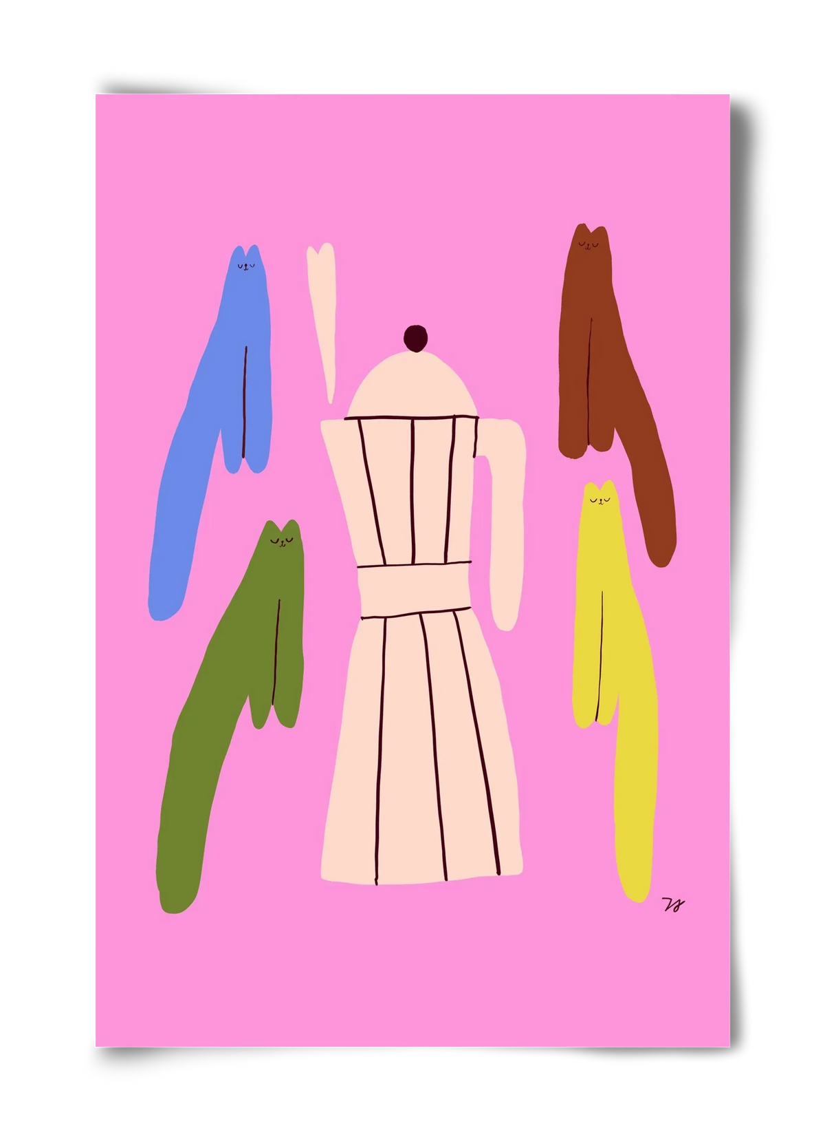 Colorful Cats with Espresso Maker - artbridge