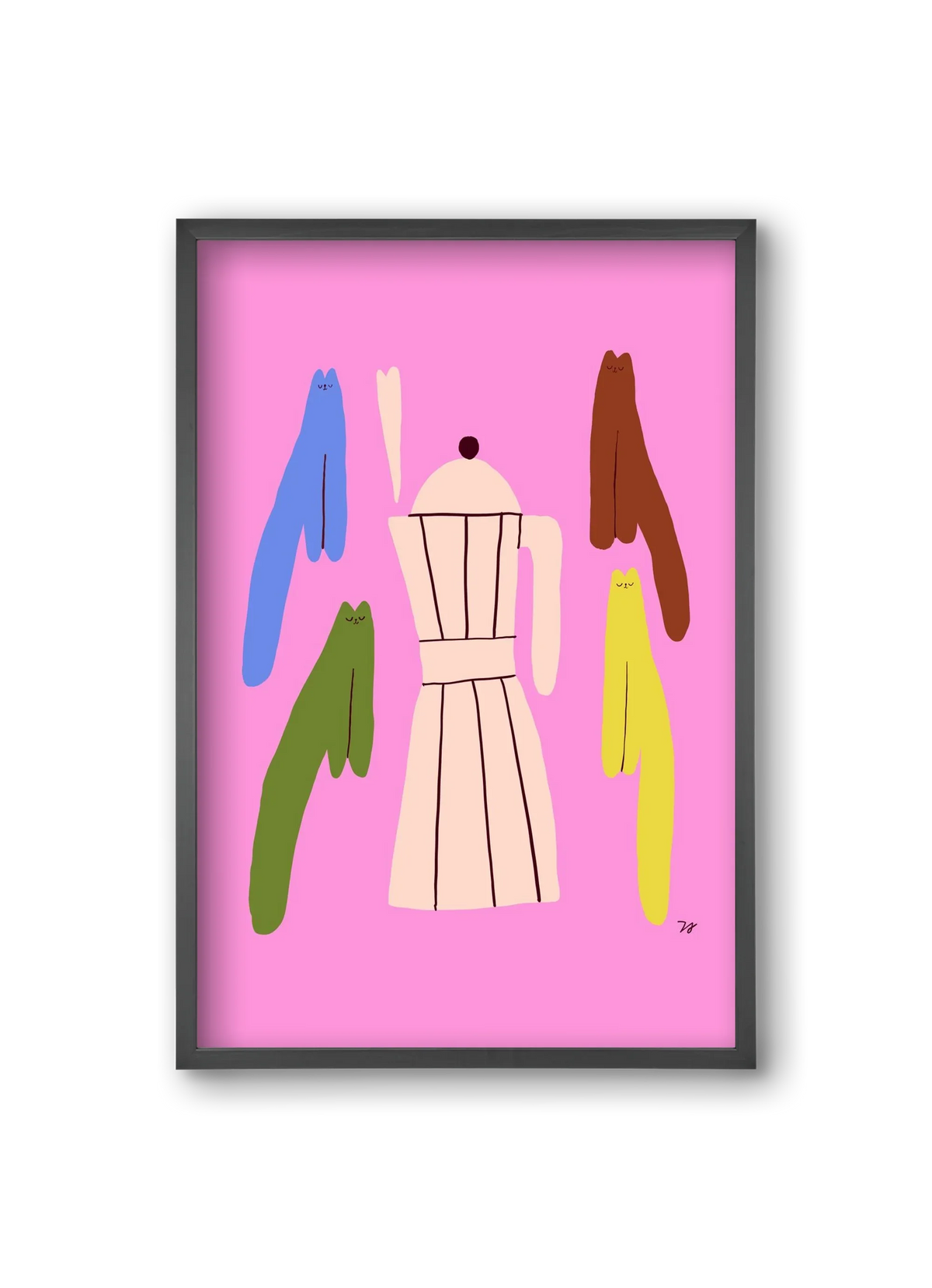 Colorful Cats with Espresso Maker - artbridge