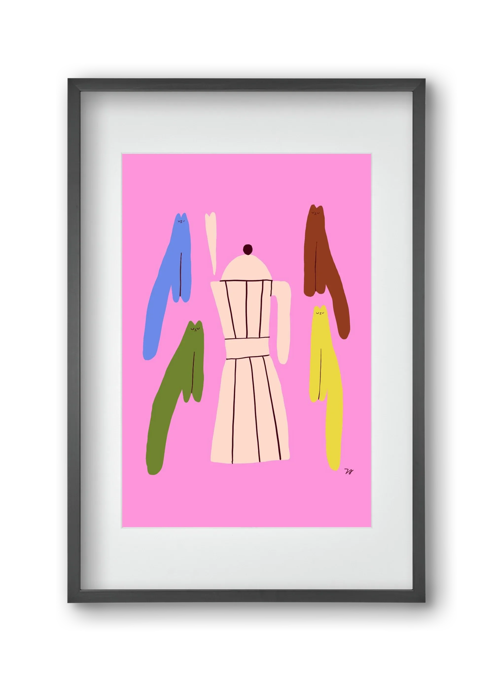 Colorful Cats with Espresso Maker - artbridge