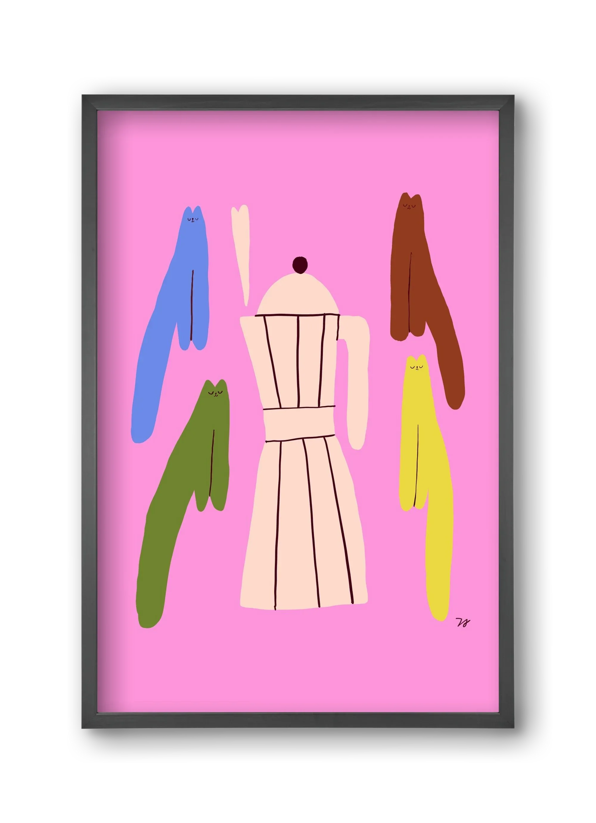 Colorful Cats with Espresso Maker - artbridge