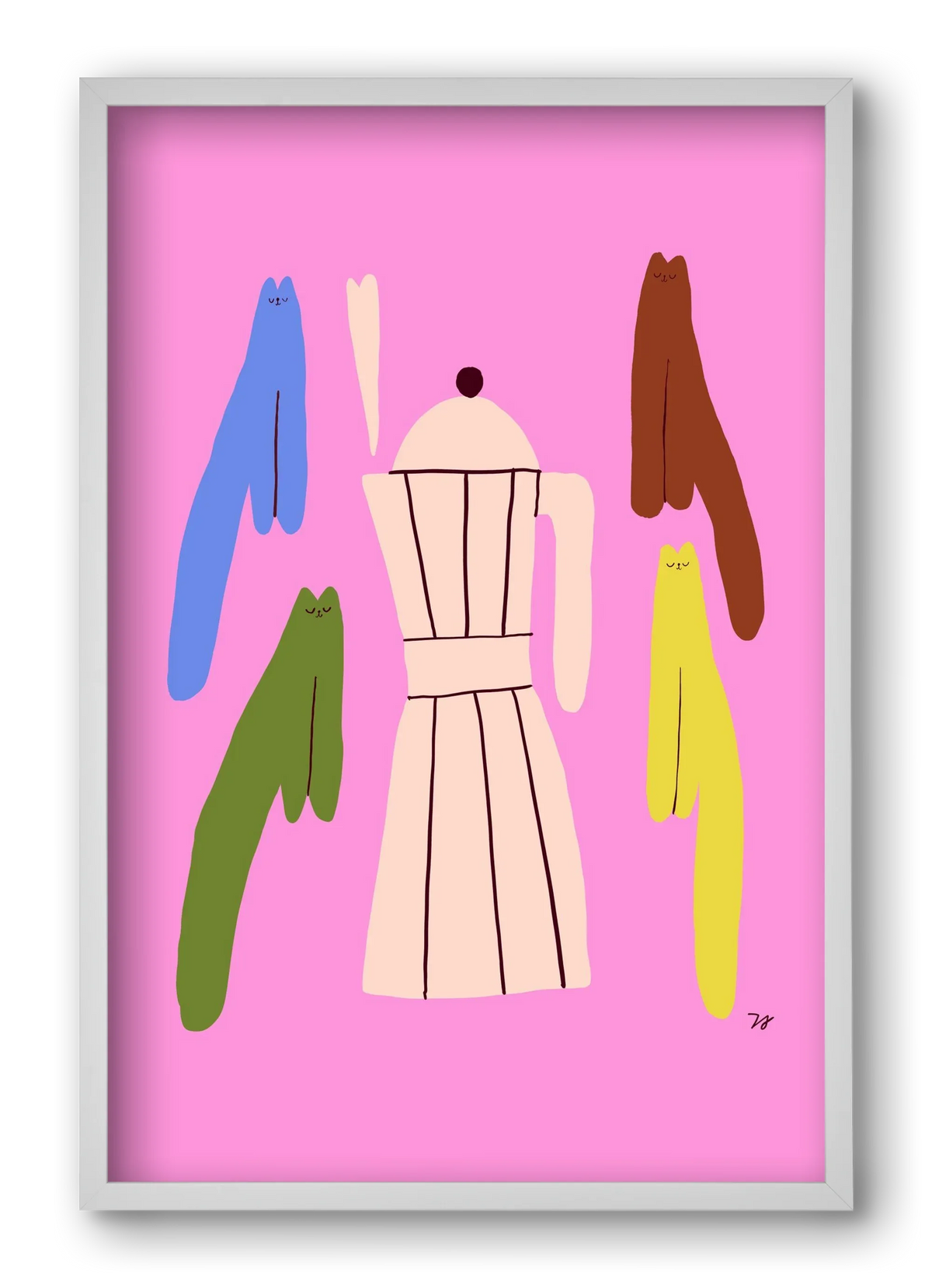 Colorful Cats with Espresso Maker - artbridge