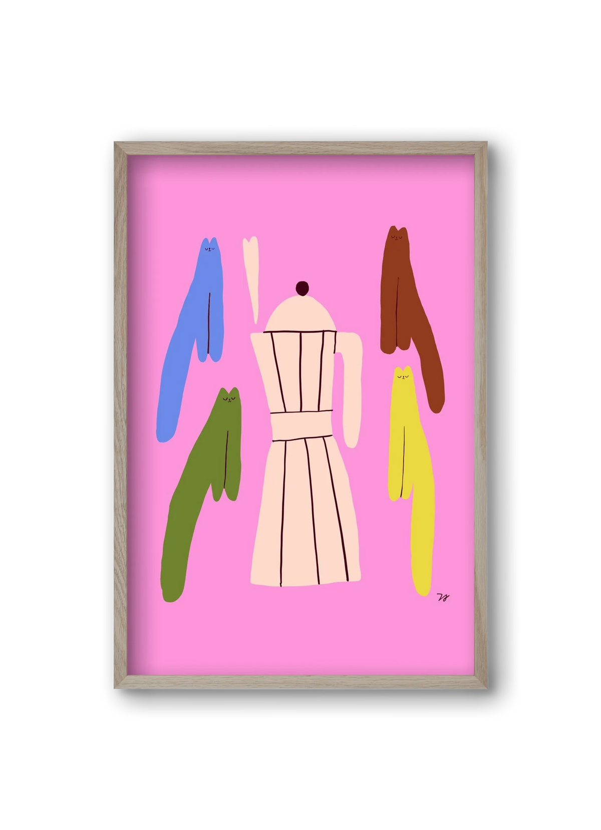 Colorful Cats with Espresso Maker - artbridge
