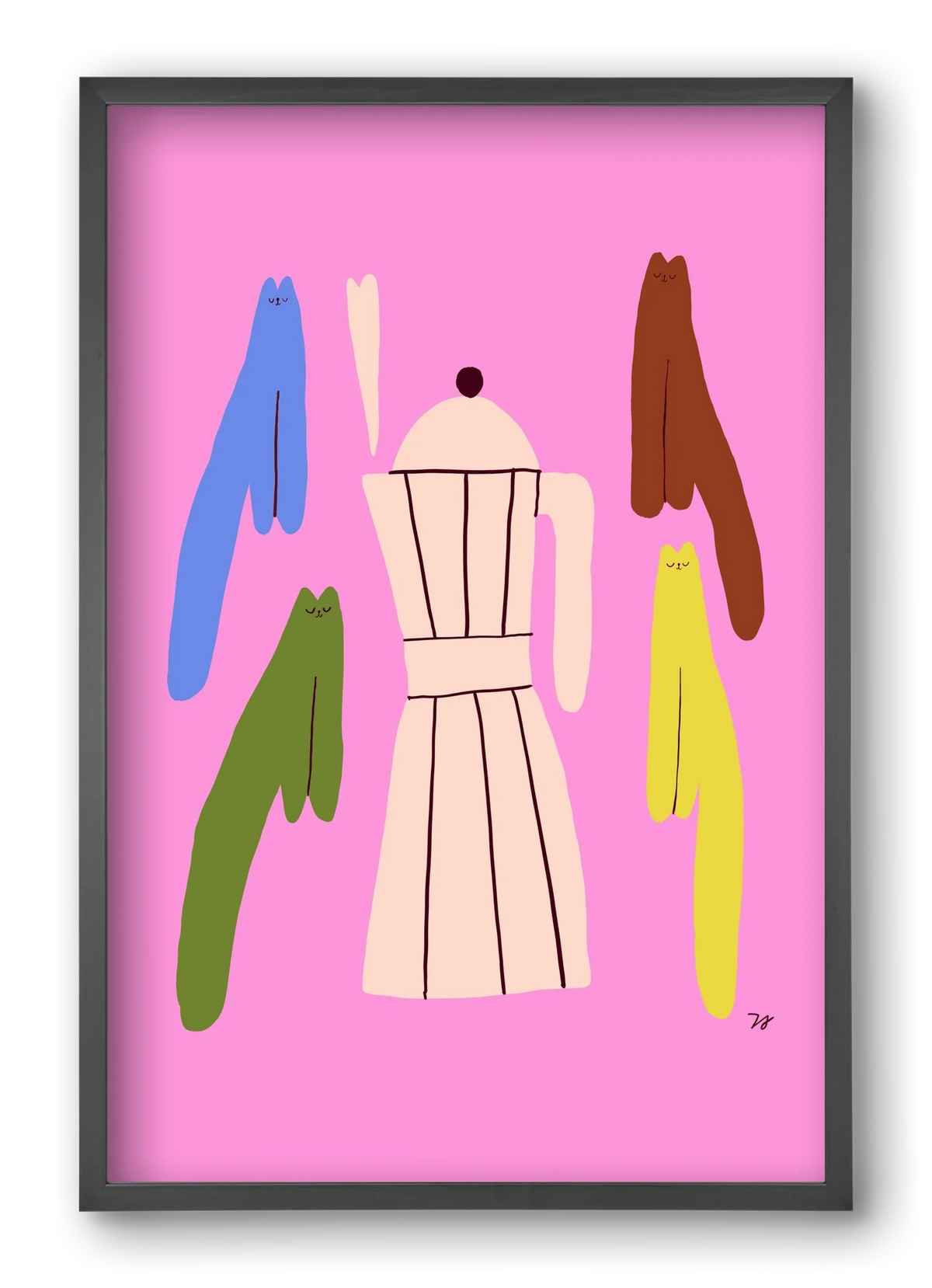 Colorful Cats with Espresso Maker - artbridge