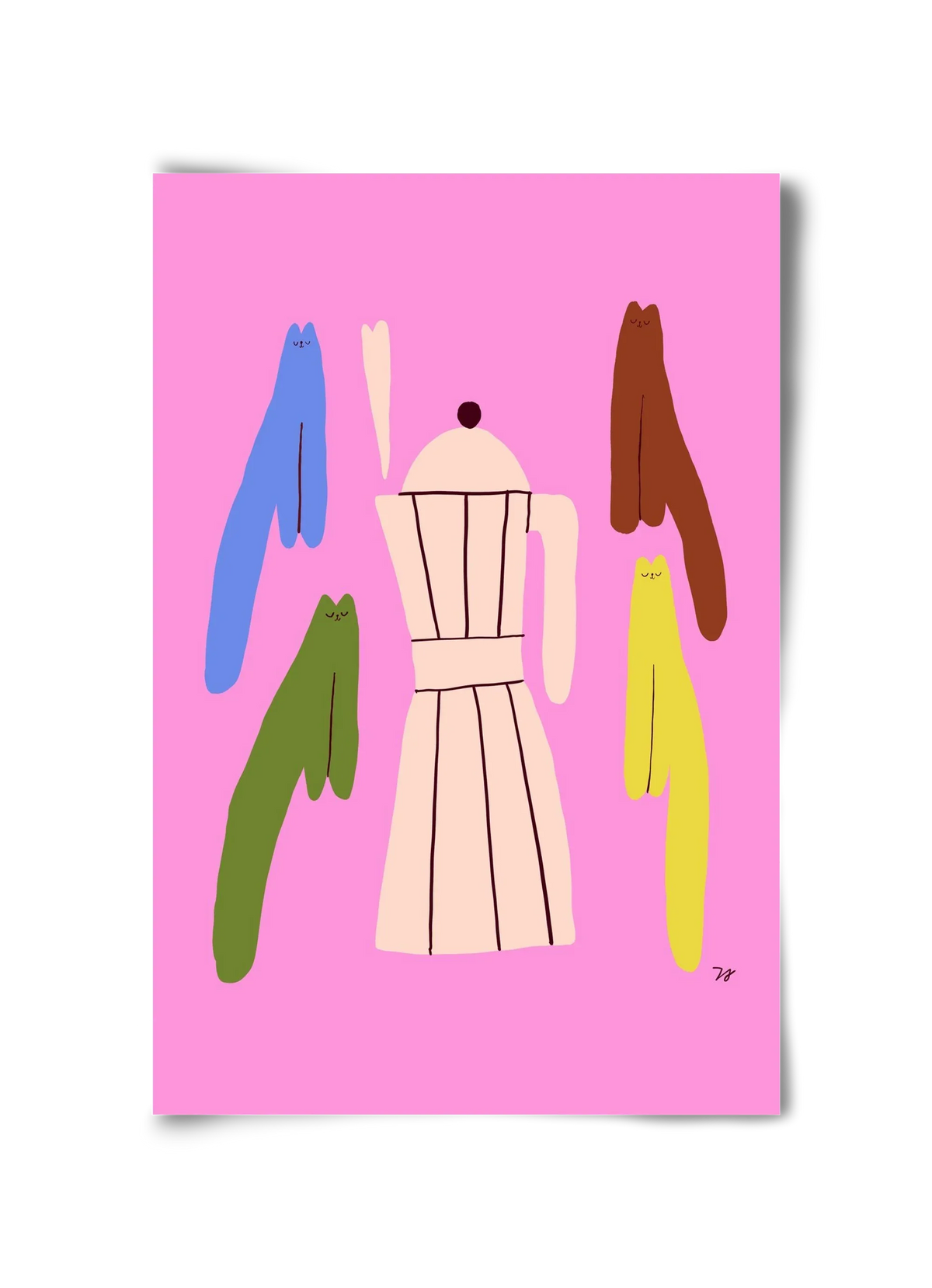 Colorful Cats with Espresso Maker - artbridge